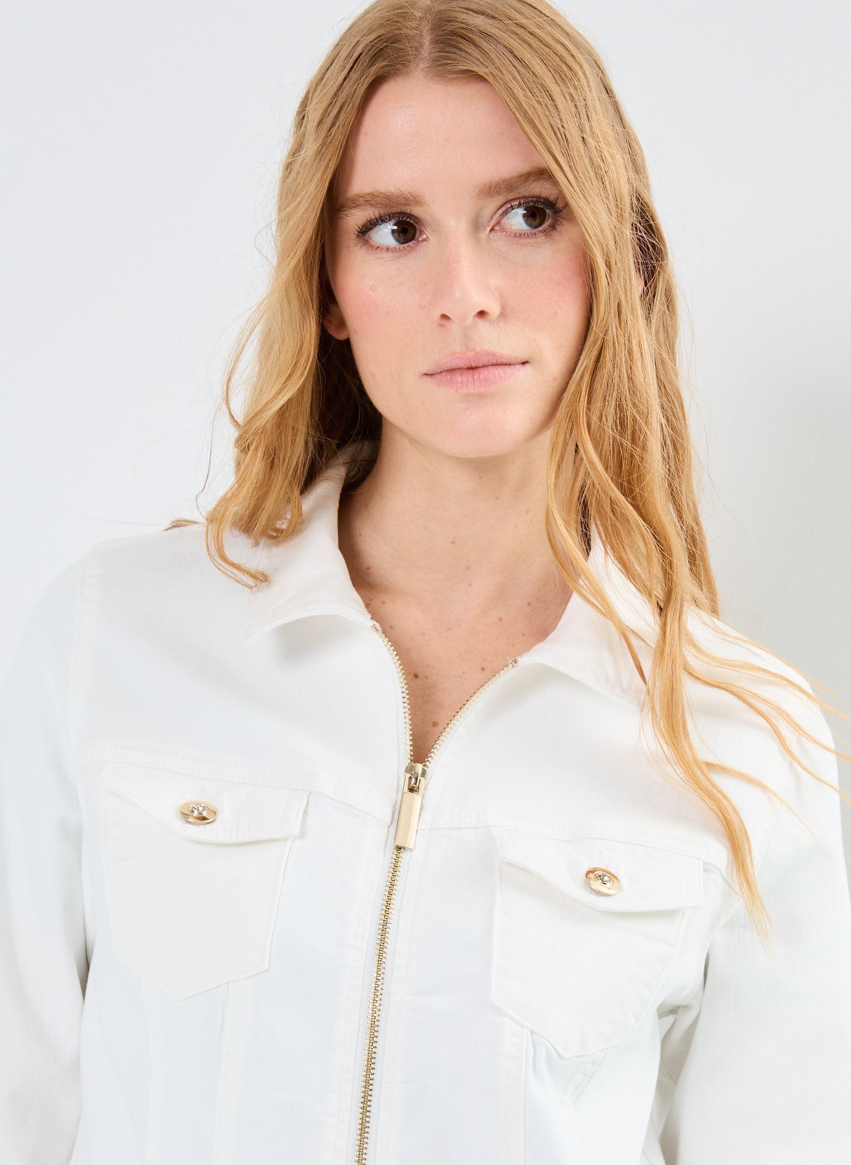 Vestes en jean VEZIPPEE-DENIM femme blanc MADE BY Vestes en jean VEZIPPEE-DENIM femme blanc DENIM BLANC
