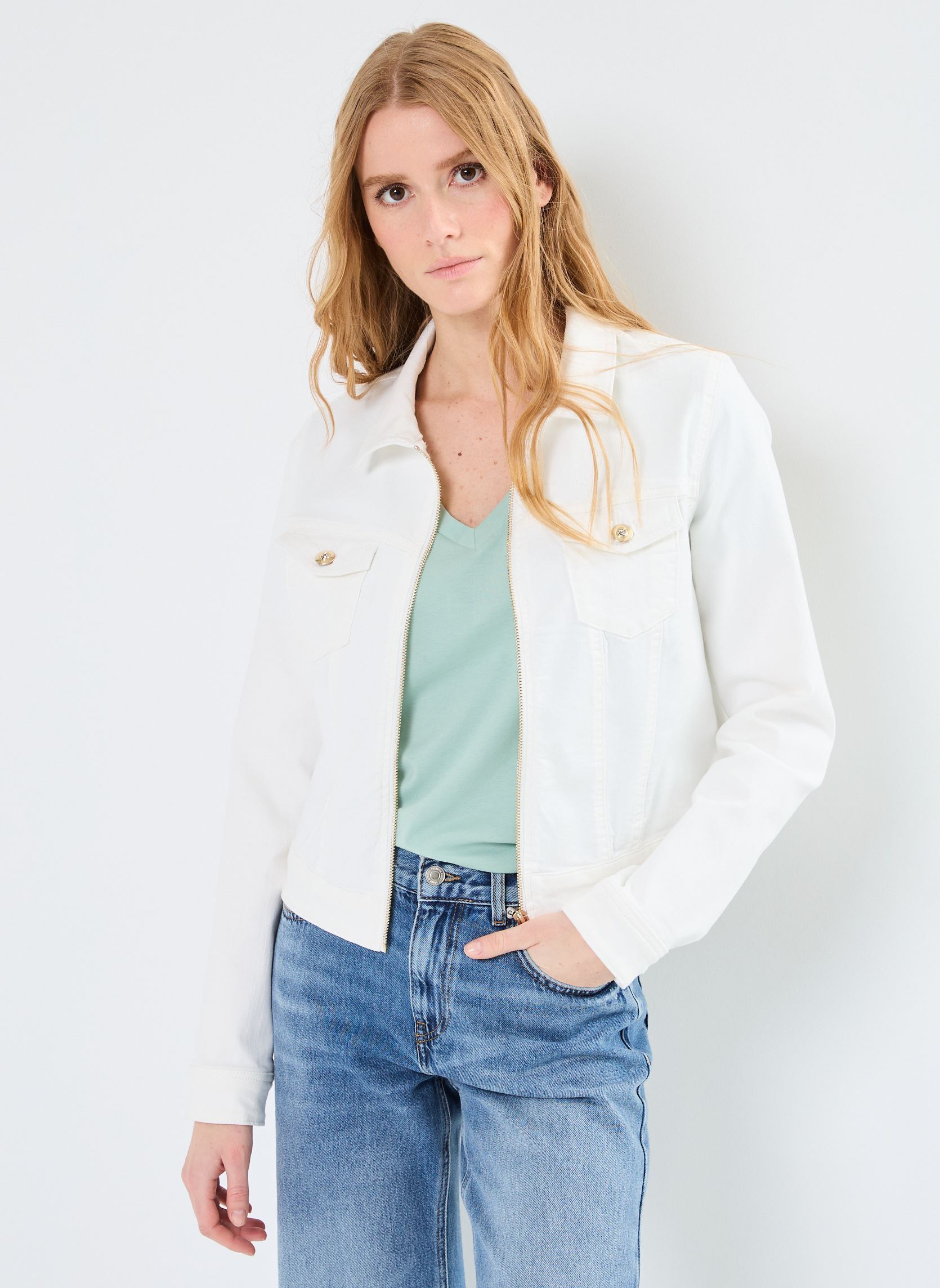 Vestes en jean VEZIPPEE-DENIM femme blanc MADE BY Vestes en jean VEZIPPEE-DENIM femme blanc DENIM BLANC