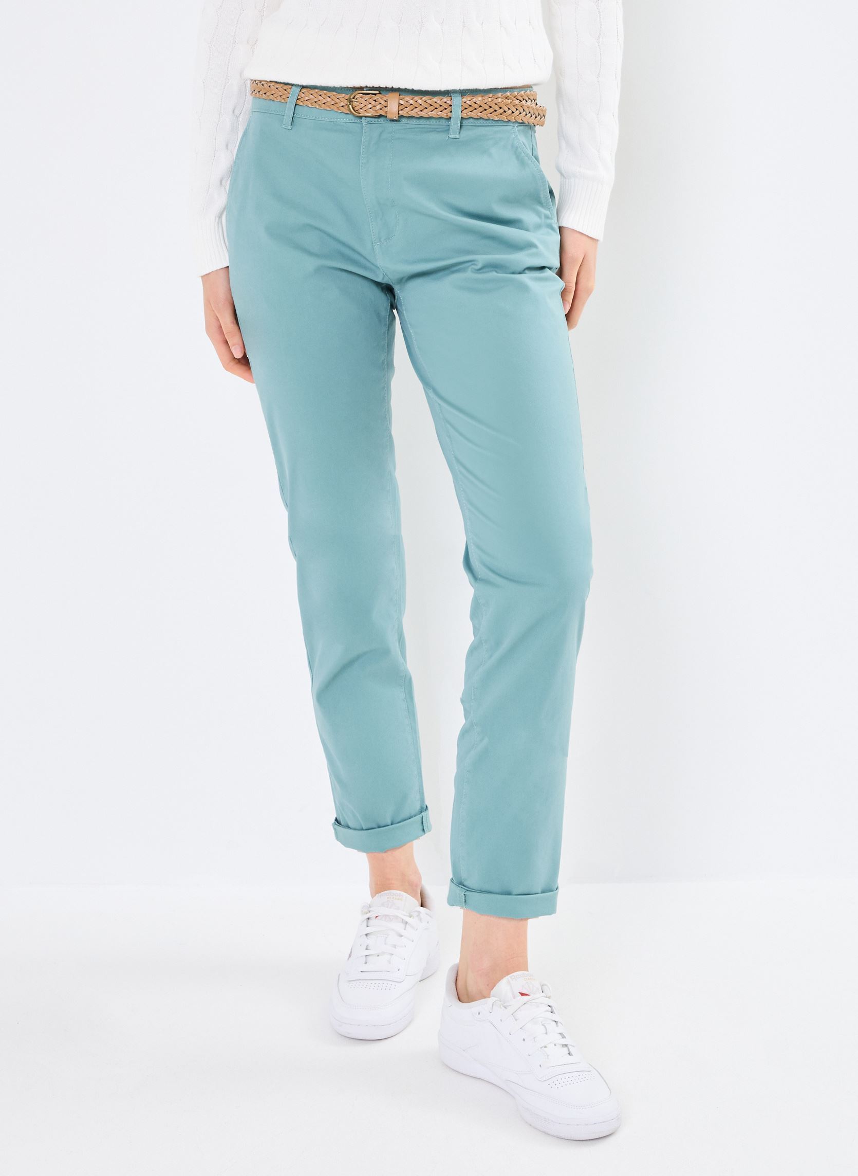 Short droit avec pinces vert kaki femme | Bonobo