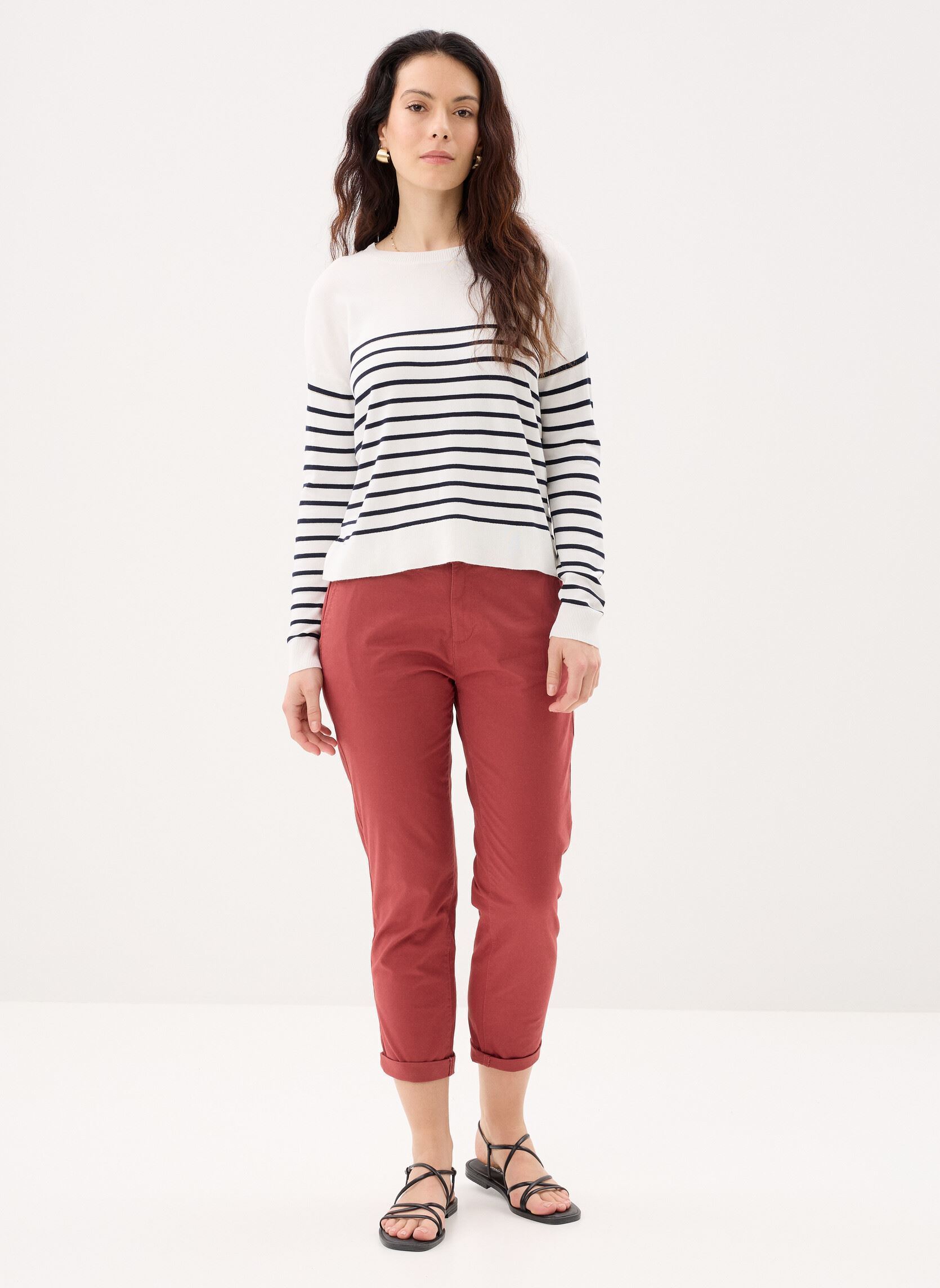 Pantalons chinos PANTALON-CHINO femme bordeaux MADE BY Pantalons chinos PANTALON-CHINO femme bordeaux COWHIDE