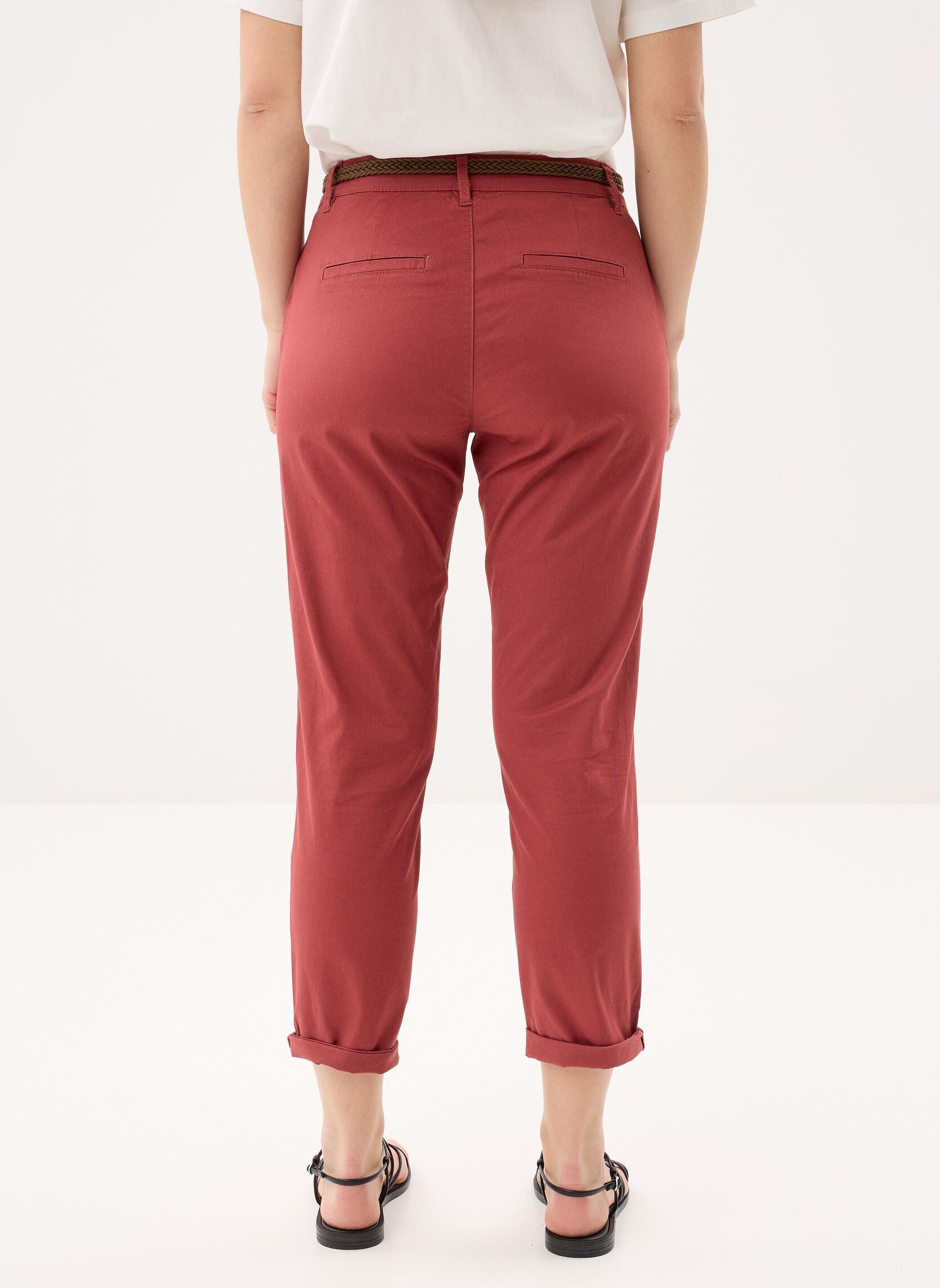 Pantalons chinos PANTALON-CHINO femme bordeaux MADE BY Pantalons chinos PANTALON-CHINO femme bordeaux COWHIDE