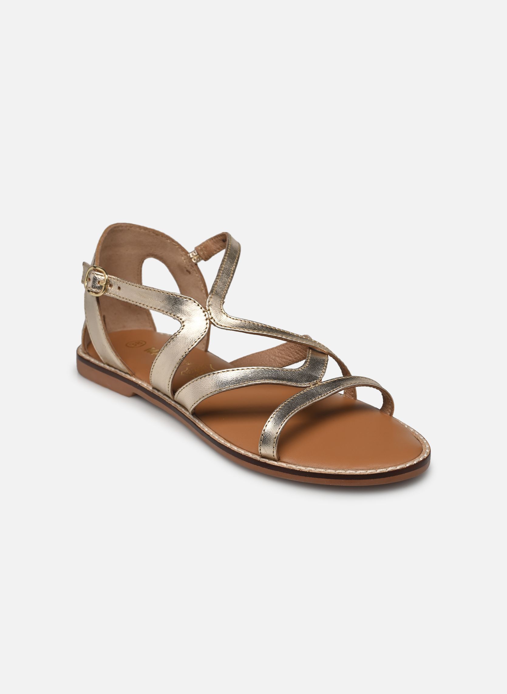 Platte sandalen Sandales KALIA leather dames goud en brons MADE BY Platte sandalen Sandales KALIA leather dames goud en brons Doré