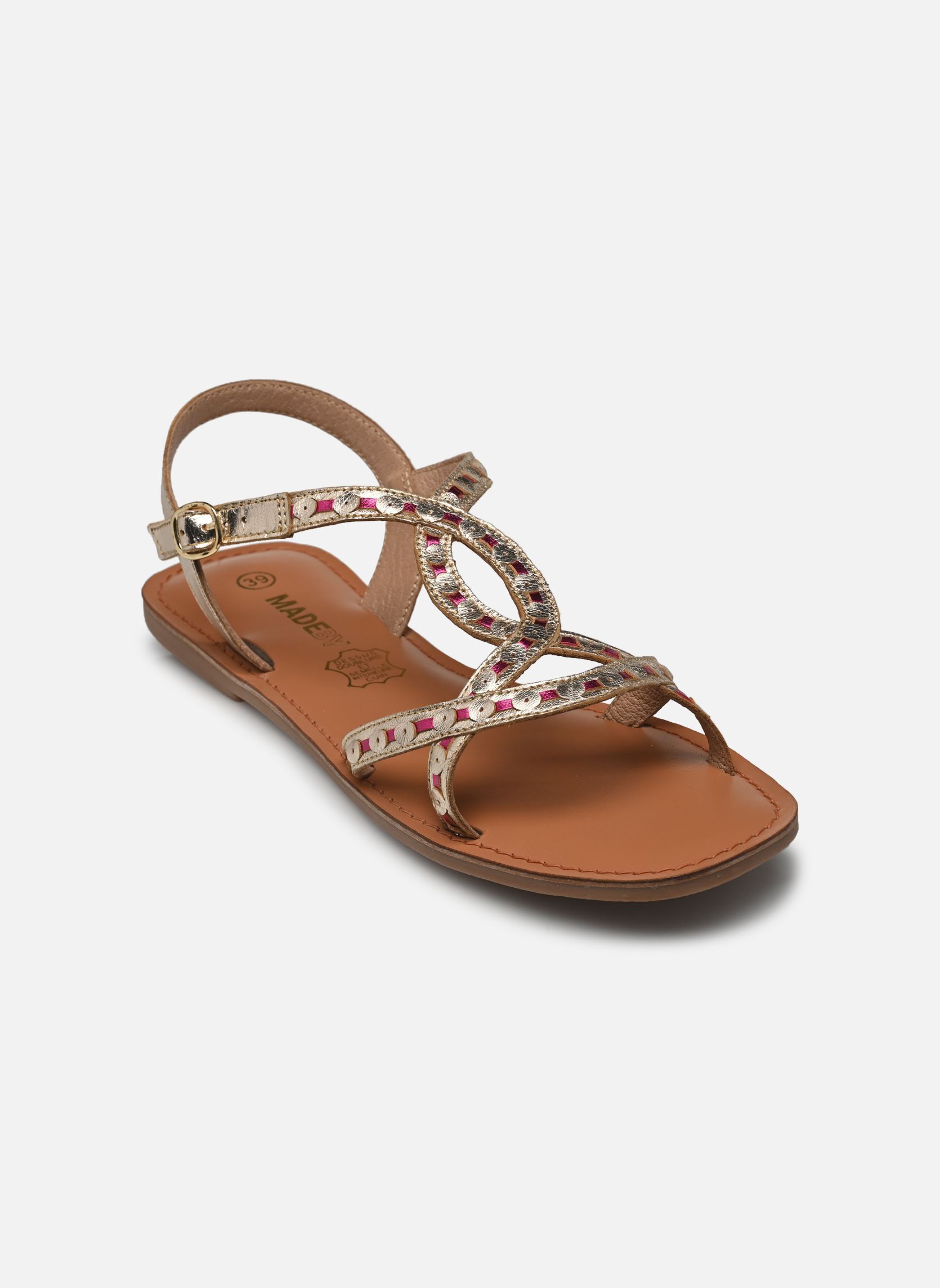 Sandales plates Sandales KERLA leather femme or et bronze MADE BY Sandales plates Sandales KERLA leather femme or et bronze DORÉ