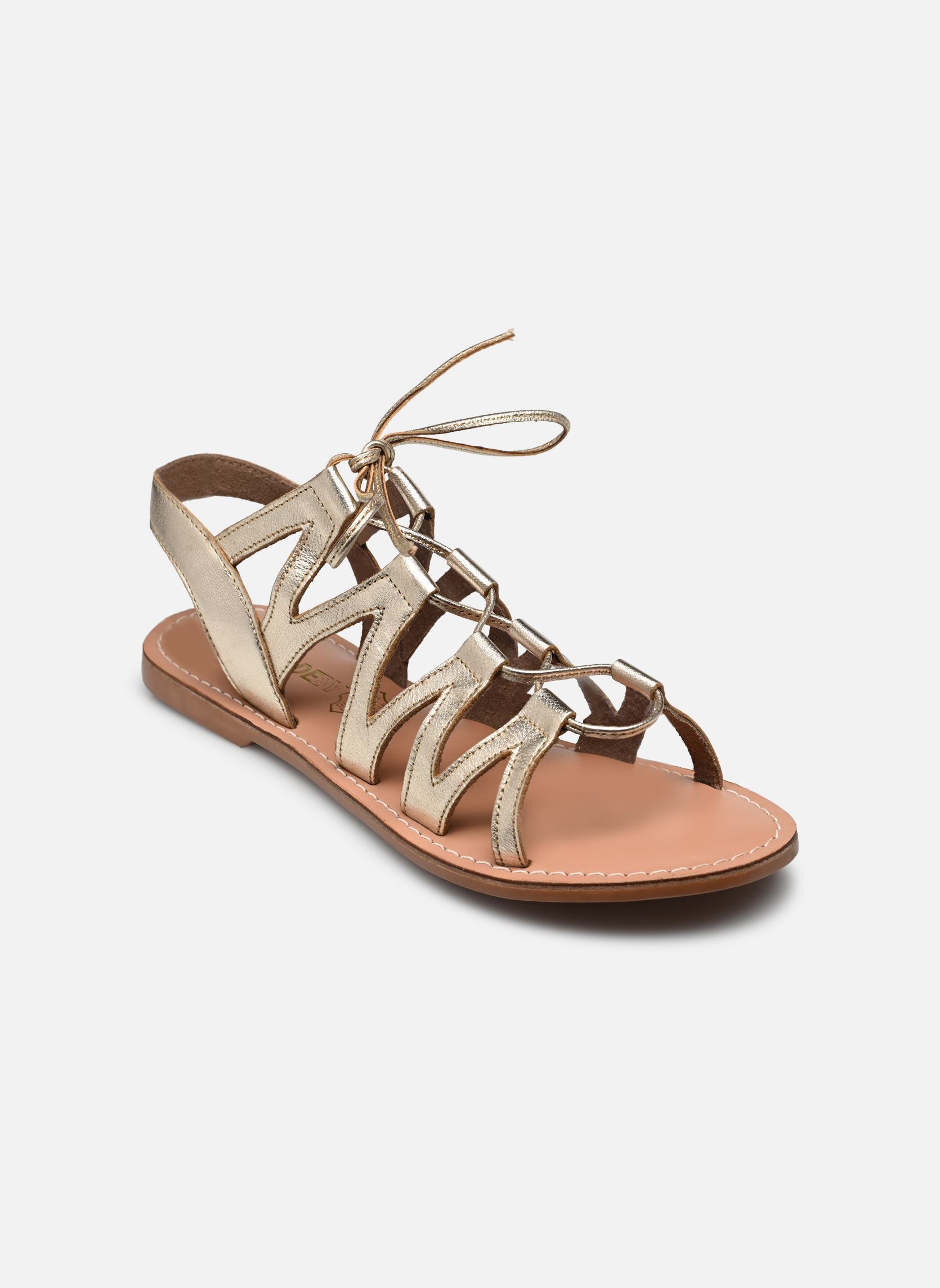 Platte sandalen Sandales KAGLI leather dames goud en brons MADE BY Platte sandalen Sandales KAGLI leather dames goud en brons DORÉ