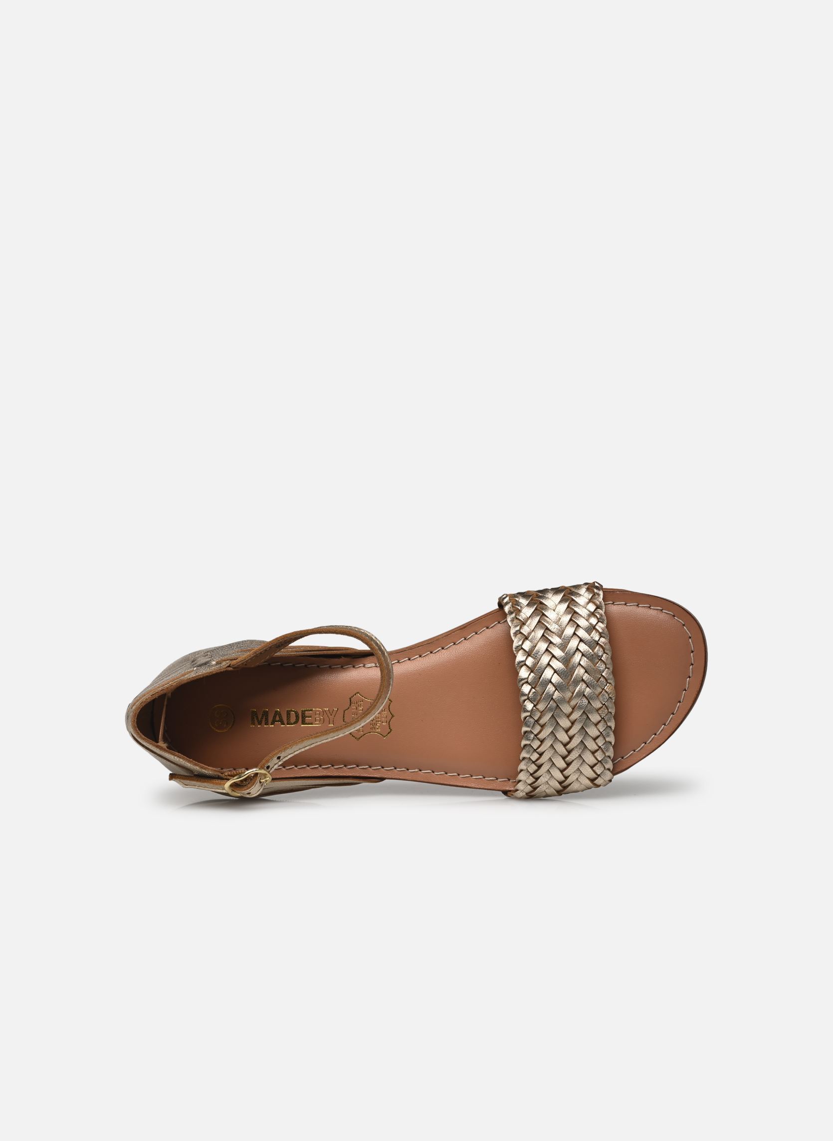 Platte sandalen Sandales KUNA leather dames goud en brons MADE BY Platte sandalen Sandales KUNA leather dames goud en brons DORÉ