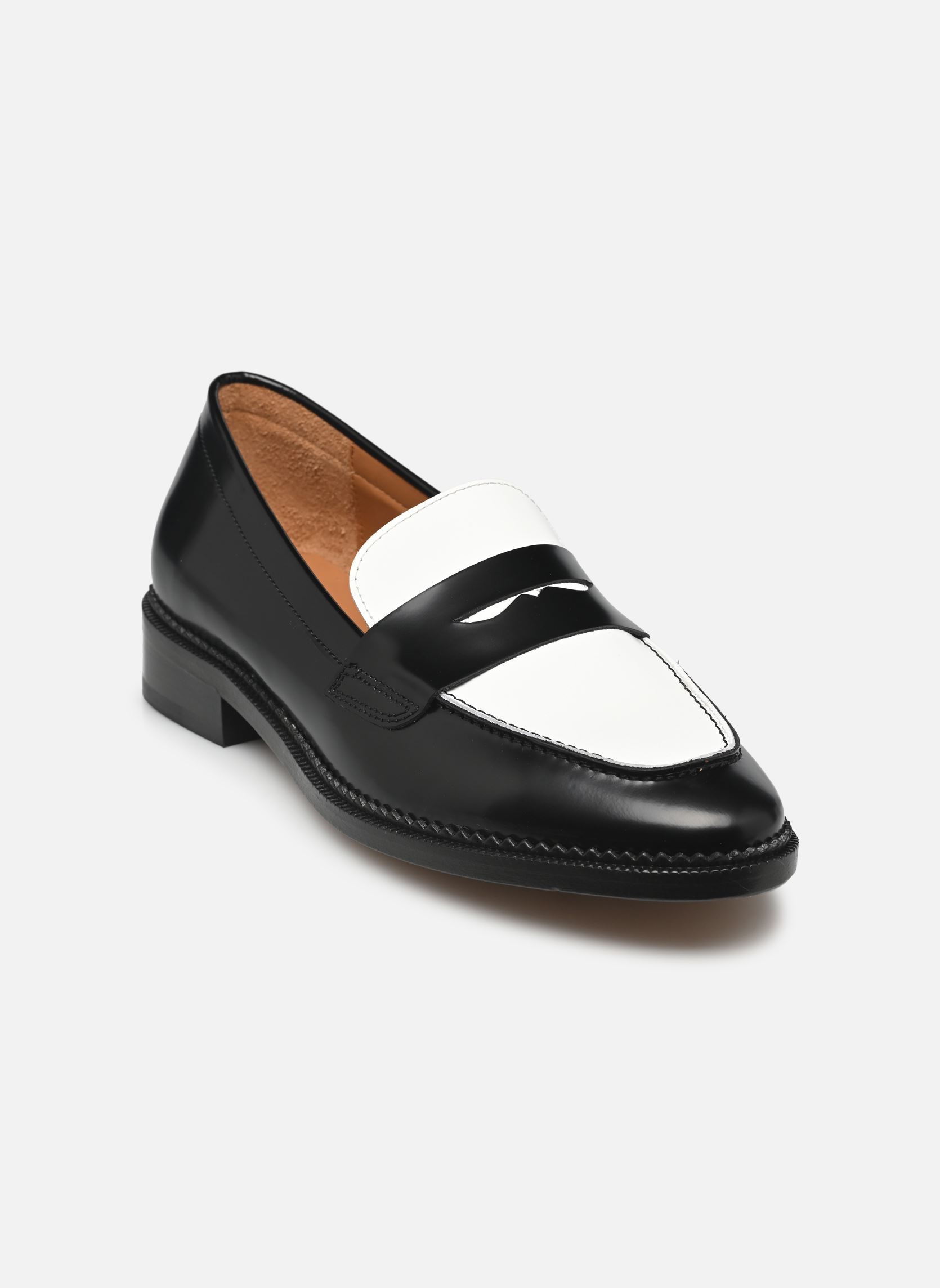 Mocassins Mocassins n°82 - Cuir - Noir dames zwart Rivecour Mocassins Mocassins n°82 - Cuir - Noir dames zwart NOIR/BLANC