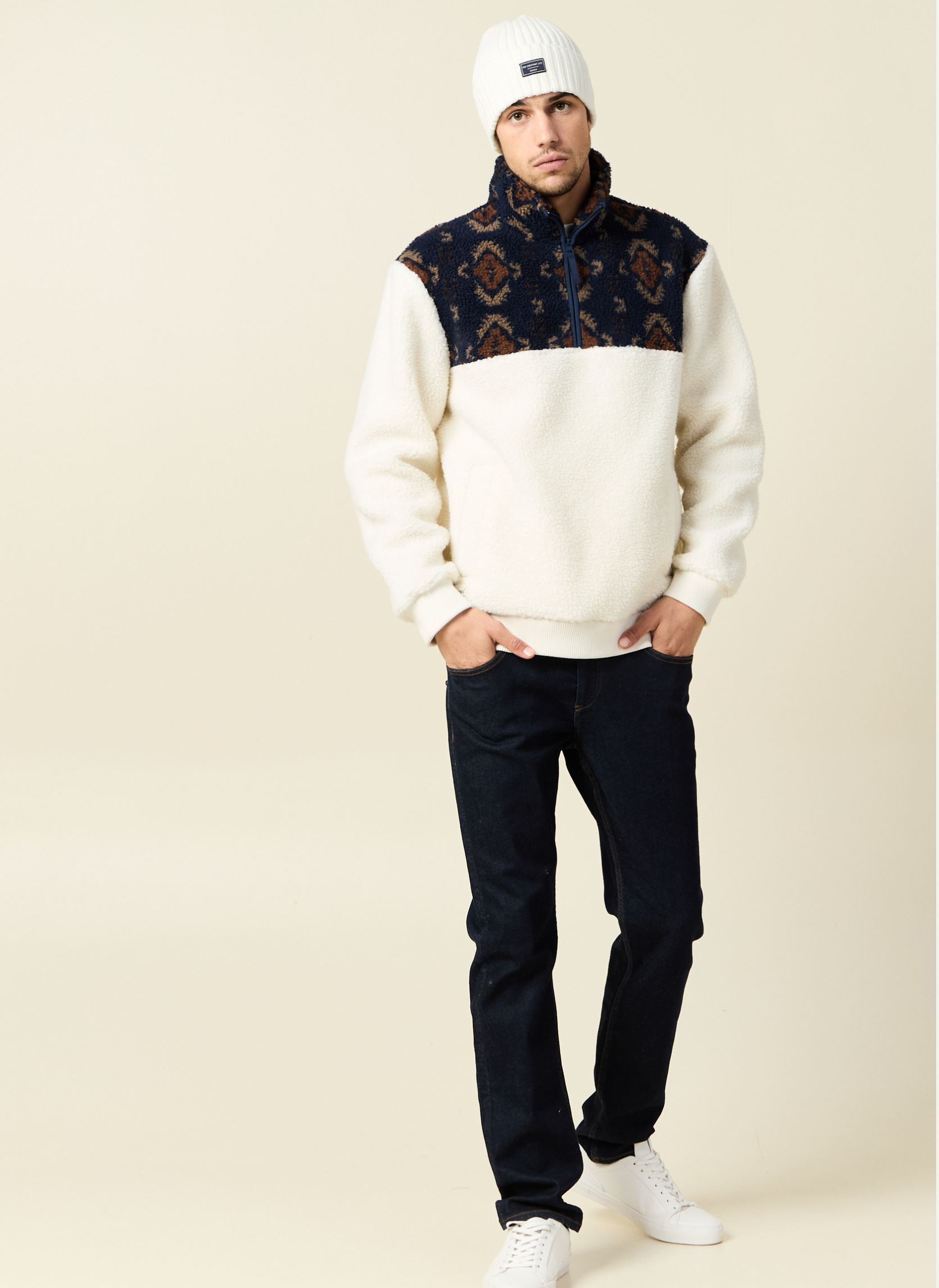 Sweatshirts SHERPAOP3H heren wit Bonobo Sweatshirts SHERPAOP3H heren wit COCONUT MILK