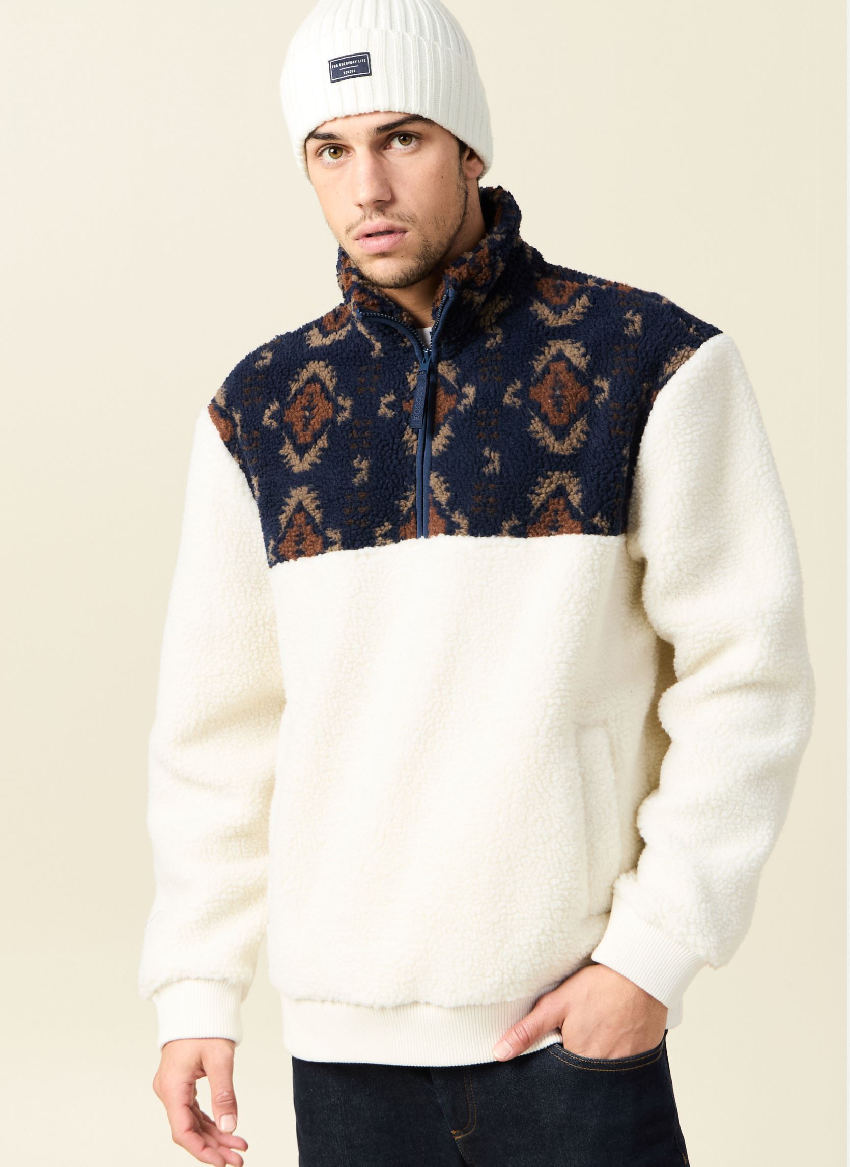 Sweatshirts SHERPAOP3H heren wit Bonobo Sweatshirts SHERPAOP3H heren wit COCONUT MILK