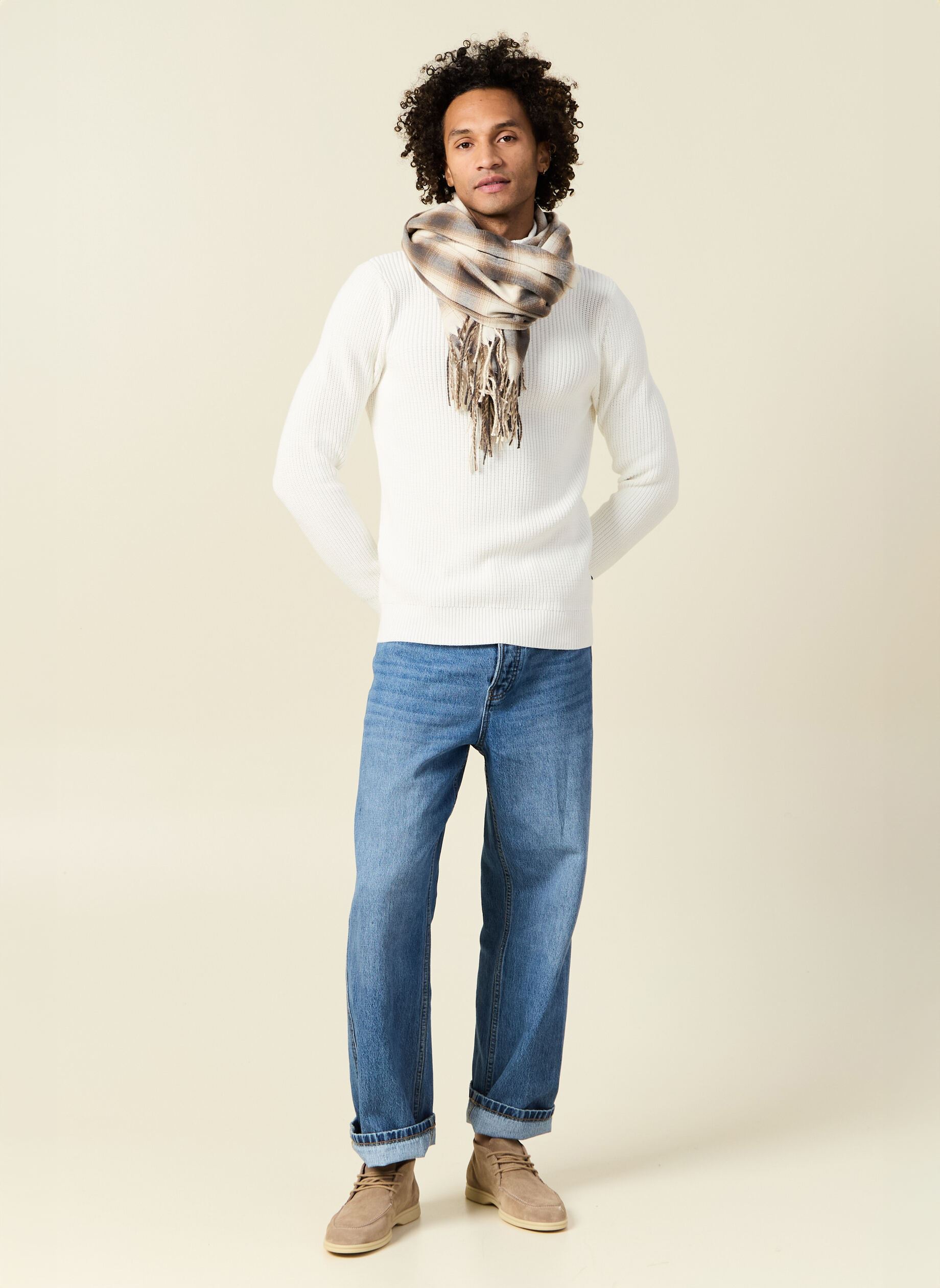 Pulls ESCAMCABLE3H homme blanc Bonobo Pulls ESCAMCABLE3H homme blanc COCONUT MILK