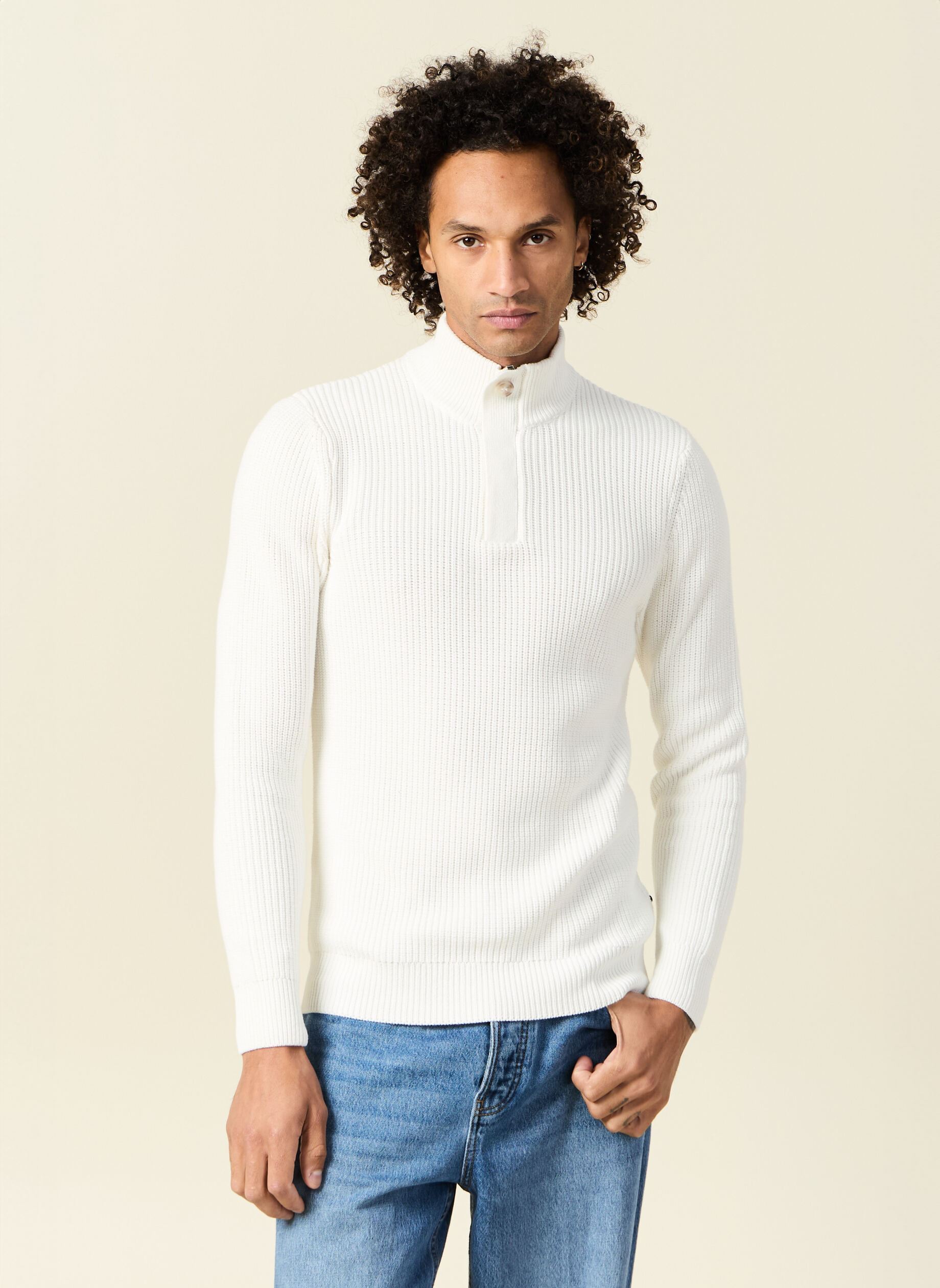 Pulls ESCAMCABLE3H homme blanc Bonobo Pulls ESCAMCABLE3H homme blanc COCONUT MILK