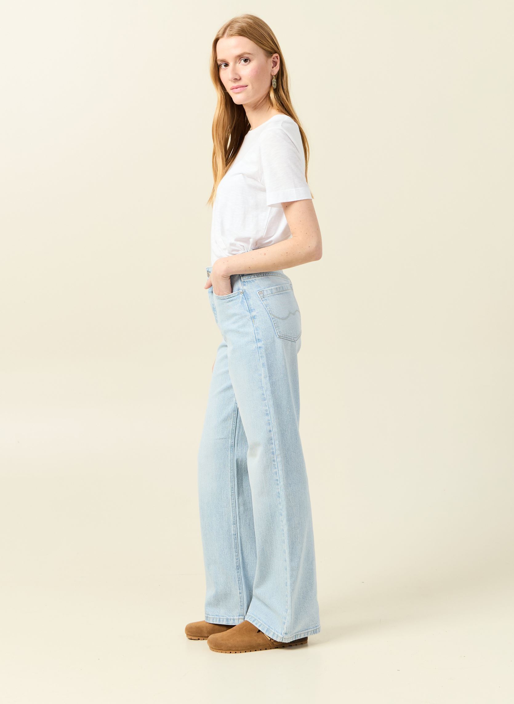 Flared jeans LISBOA-WIDE dames blauw Bonobo Flared jeans LISBOA-WIDE dames blauw DENIM BLEACH