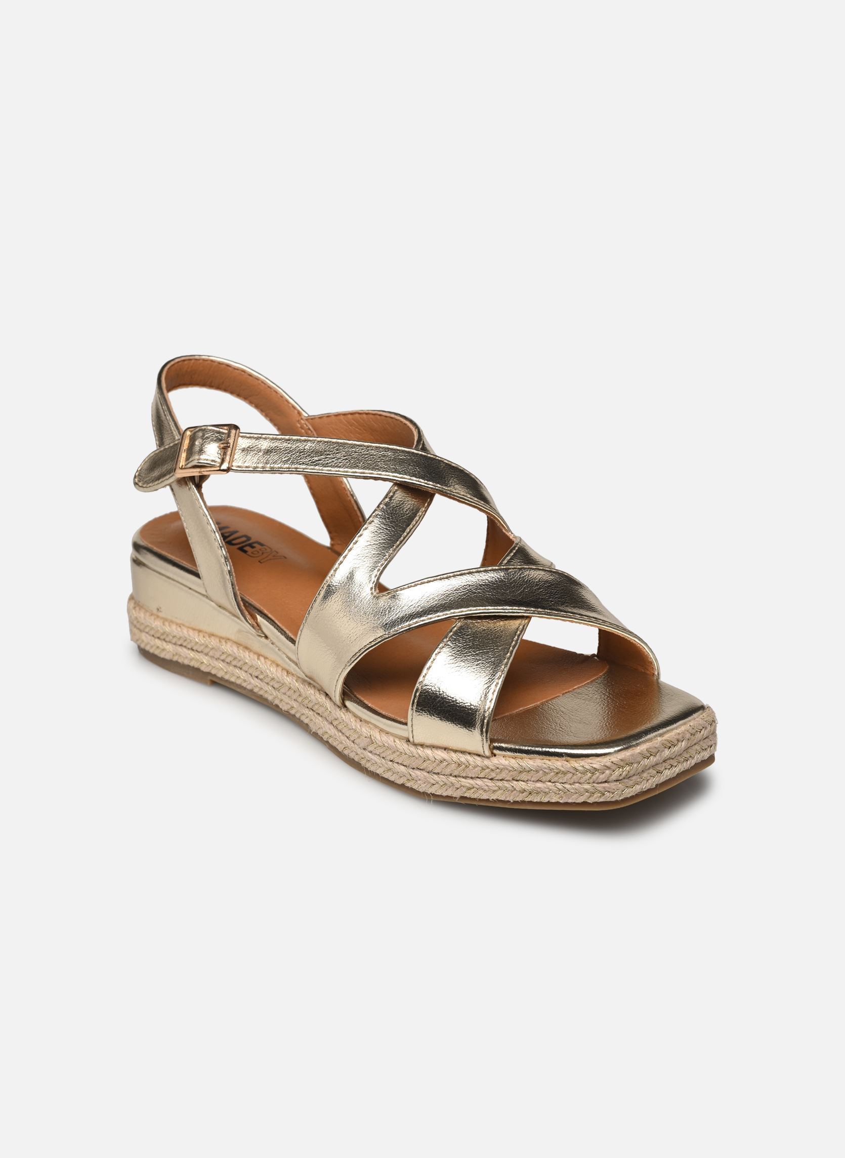 Platte sandalen Sandales DAWOUN dames goud en brons MADE BY Platte sandalen Sandales DAWOUN dames goud en brons Doré