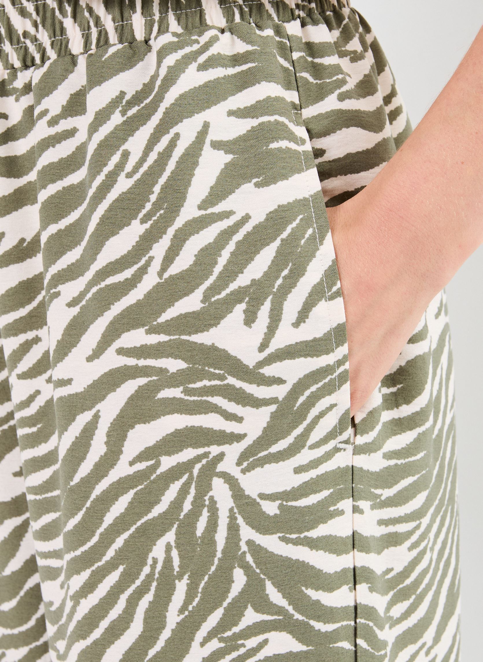 Pantalons larges PANTALON-ZEBRE femme vert MADE BY Pantalons larges PANTALON-ZEBRE femme vert IMP_ZEBRE ECRU_KAKI