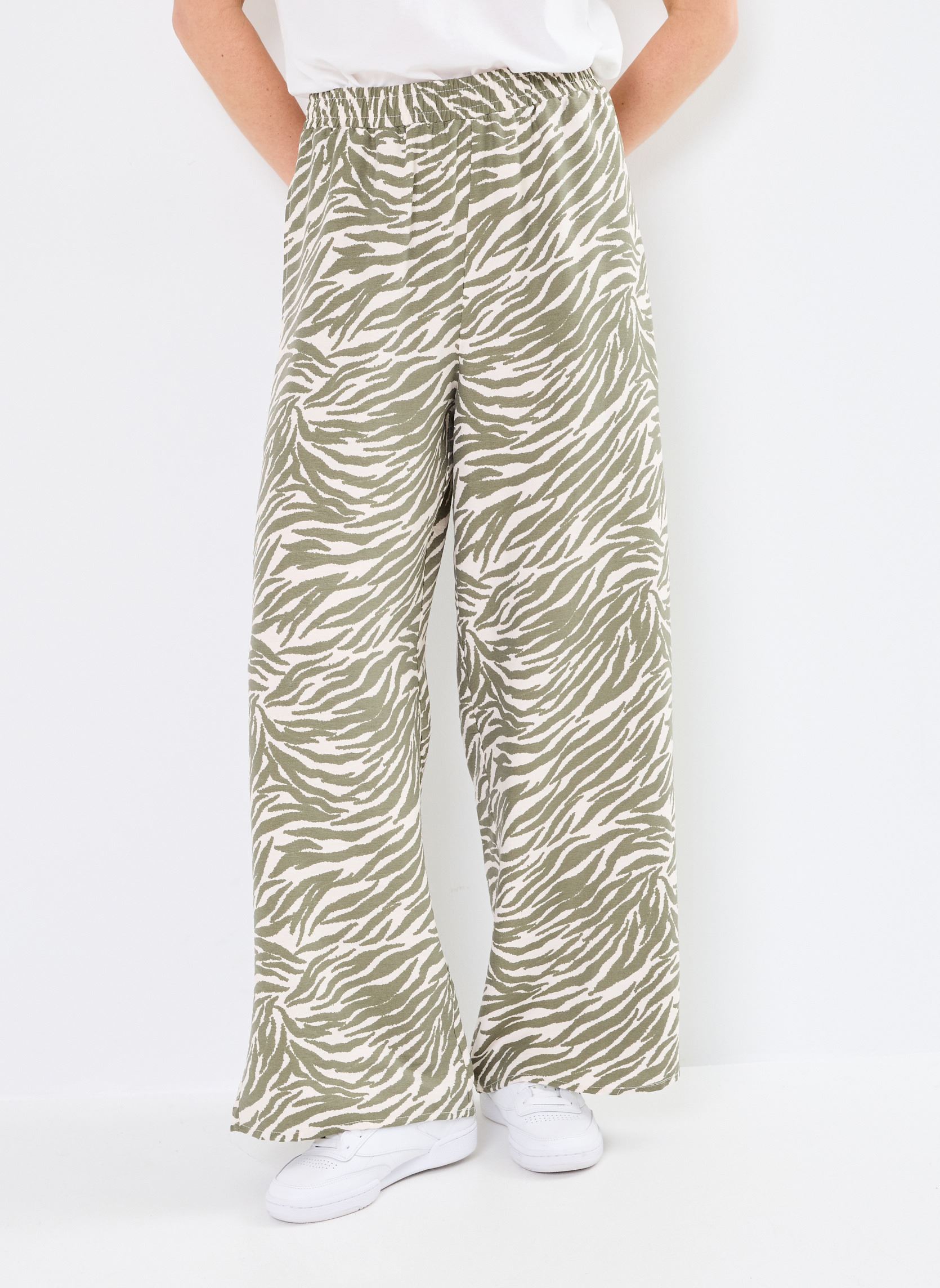 Pantalons larges PANTALON-ZEBRE femme vert MADE BY Pantalons larges PANTALON-ZEBRE femme vert IMP_ZEBRE ECRU_KAKI