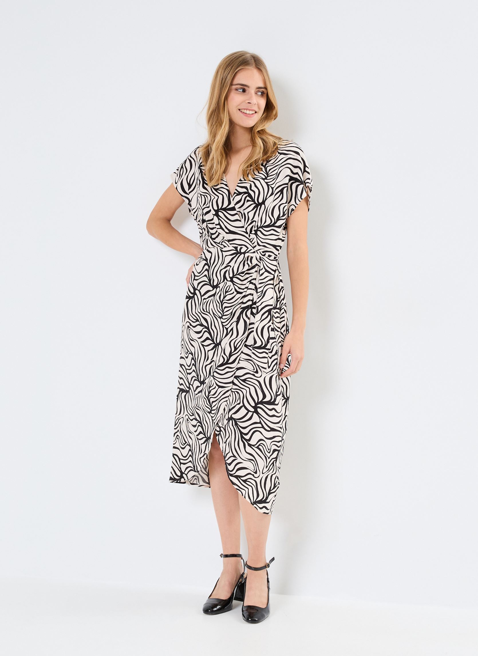 Robes RANDISE femme blanc MADE BY Robes RANDISE femme blanc IMP_PALM BESTIAL NOIR_ECRU