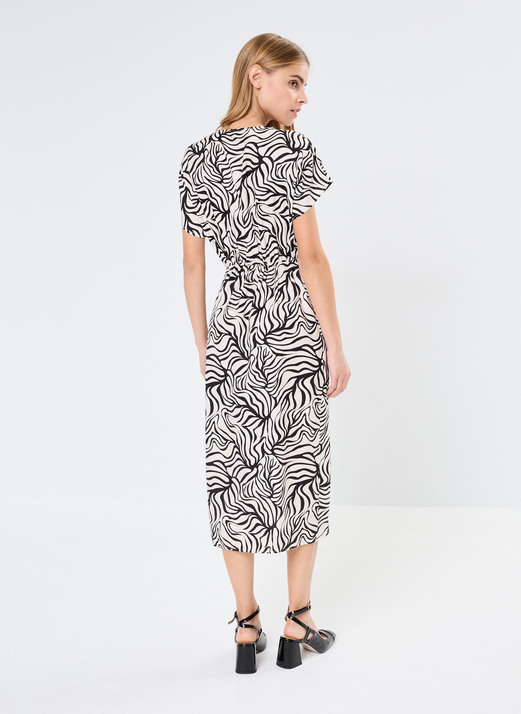 Robes RANDISE femme blanc MADE BY Robes RANDISE femme blanc IMP_PALM BESTIAL NOIR_ECRU