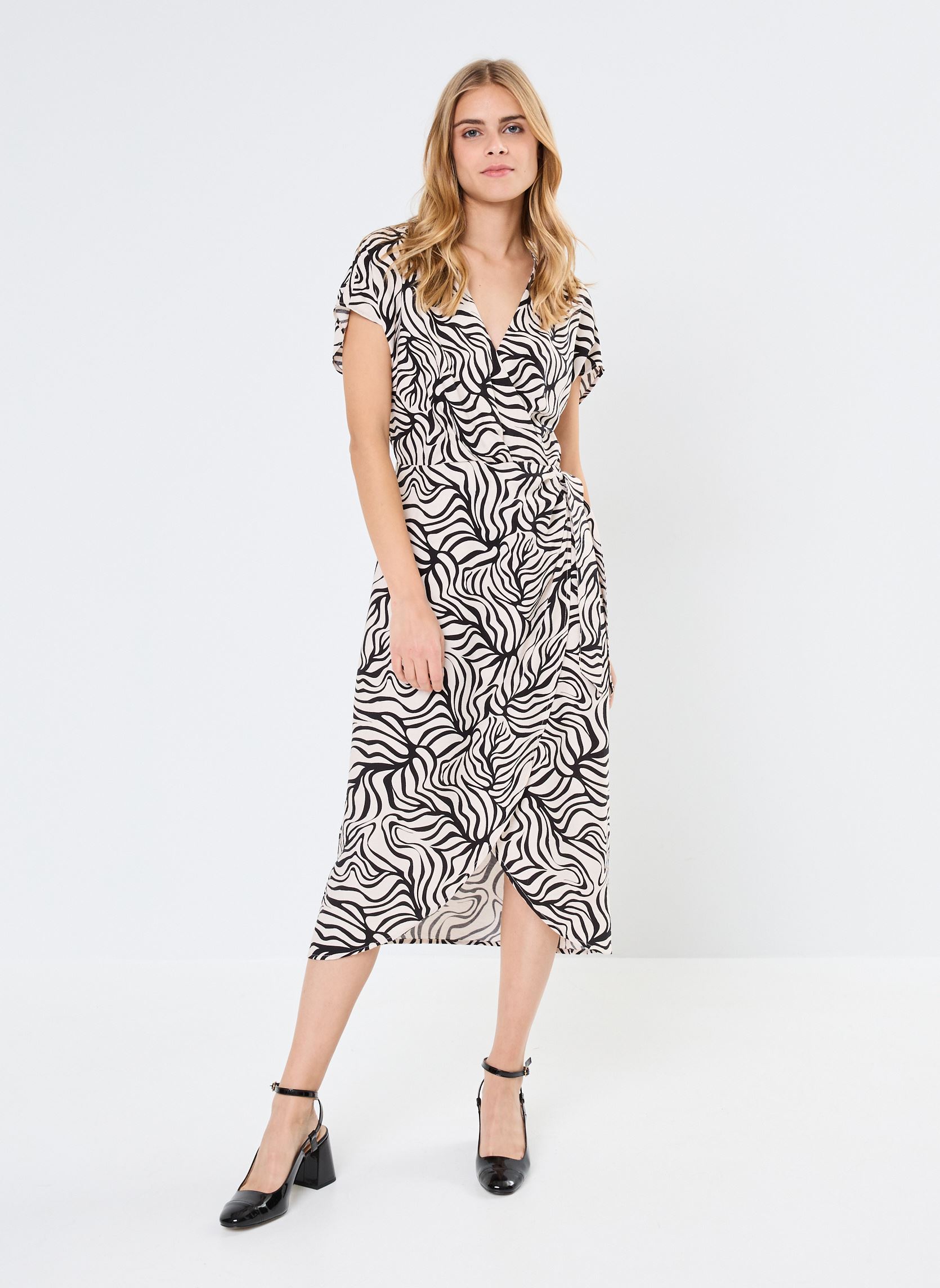 Robes RANDISE femme blanc MADE BY Robes RANDISE femme blanc IMP_PALM BESTIAL NOIR_ECRU