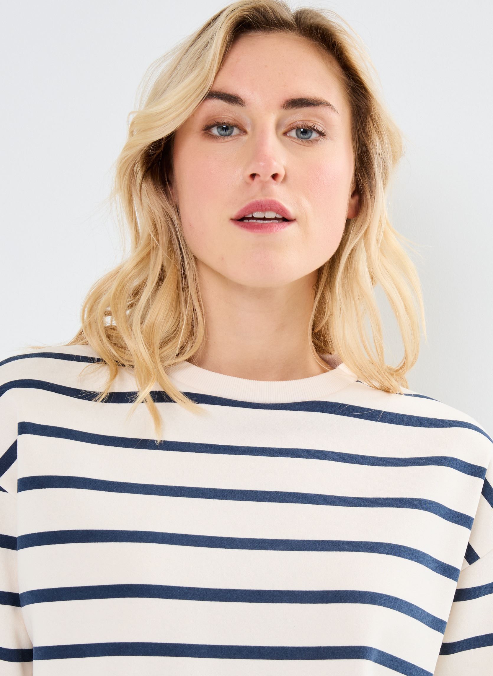 Sweater MORNING dames wit MADE BY Sweater MORNING dames wit IMP_RAYURE MARIN MARINE_ECRU