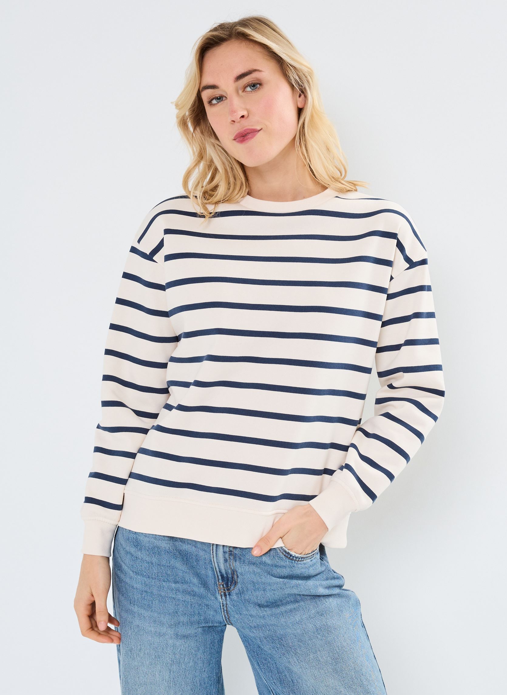 Sweater MORNING dames wit MADE BY Sweater MORNING dames wit IMP_RAYURE MARIN MARINE_ECRU