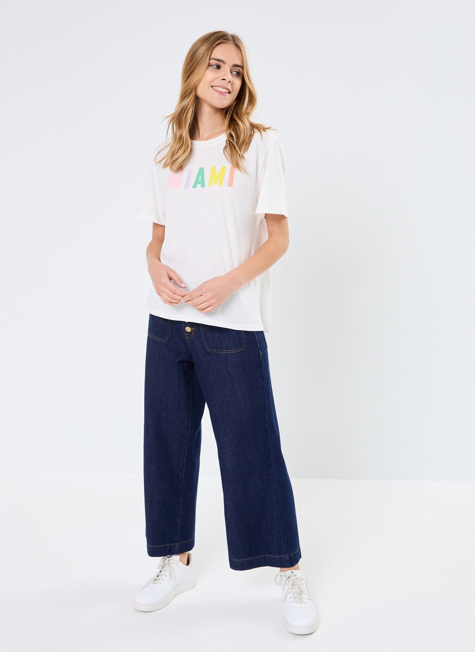 Tee-shirts manches courtes TONPRINT femme blanc MADE BY Tee-shirts manches courtes TONPRINT femme blanc LHA3TPRINT_MIAMI_SNOWWHITE