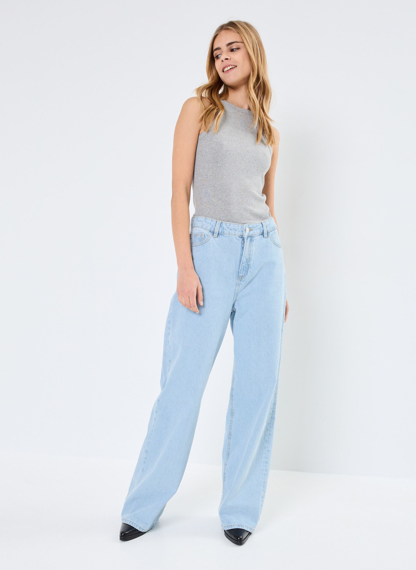 Jeans larghi PWIDE-DENIM donna blu MADE BY Jeans larghi PWIDE-DENIM donna blu DENIM TRIPLE STONE