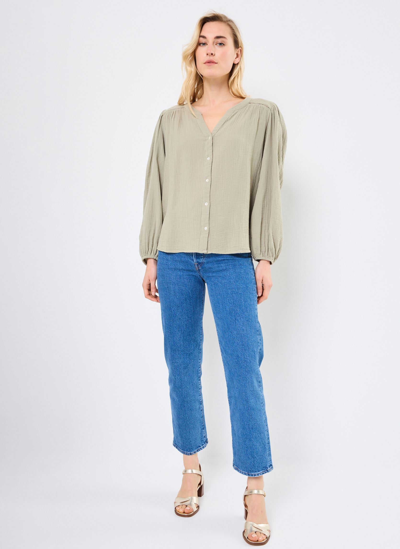 Blouses manches longues CHEMIGAZ femme vert Georgia Rose Blouses manches longues CHEMIGAZ femme vert SEAGRASS