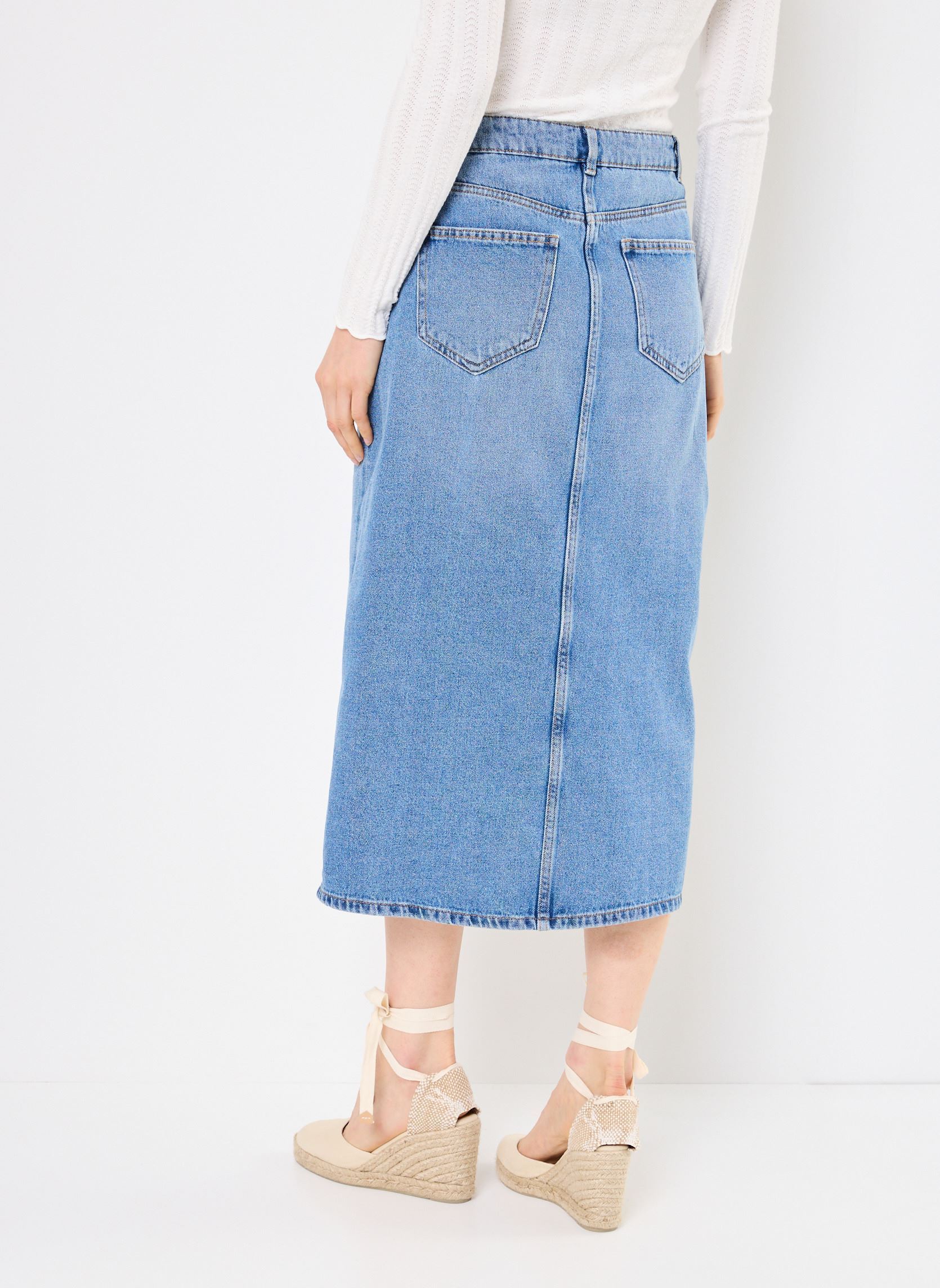 Jupes longues JUPE-DENIM femme bleu MADE BY Jupes longues JUPE-DENIM femme bleu DENIM DOUBLE STONE