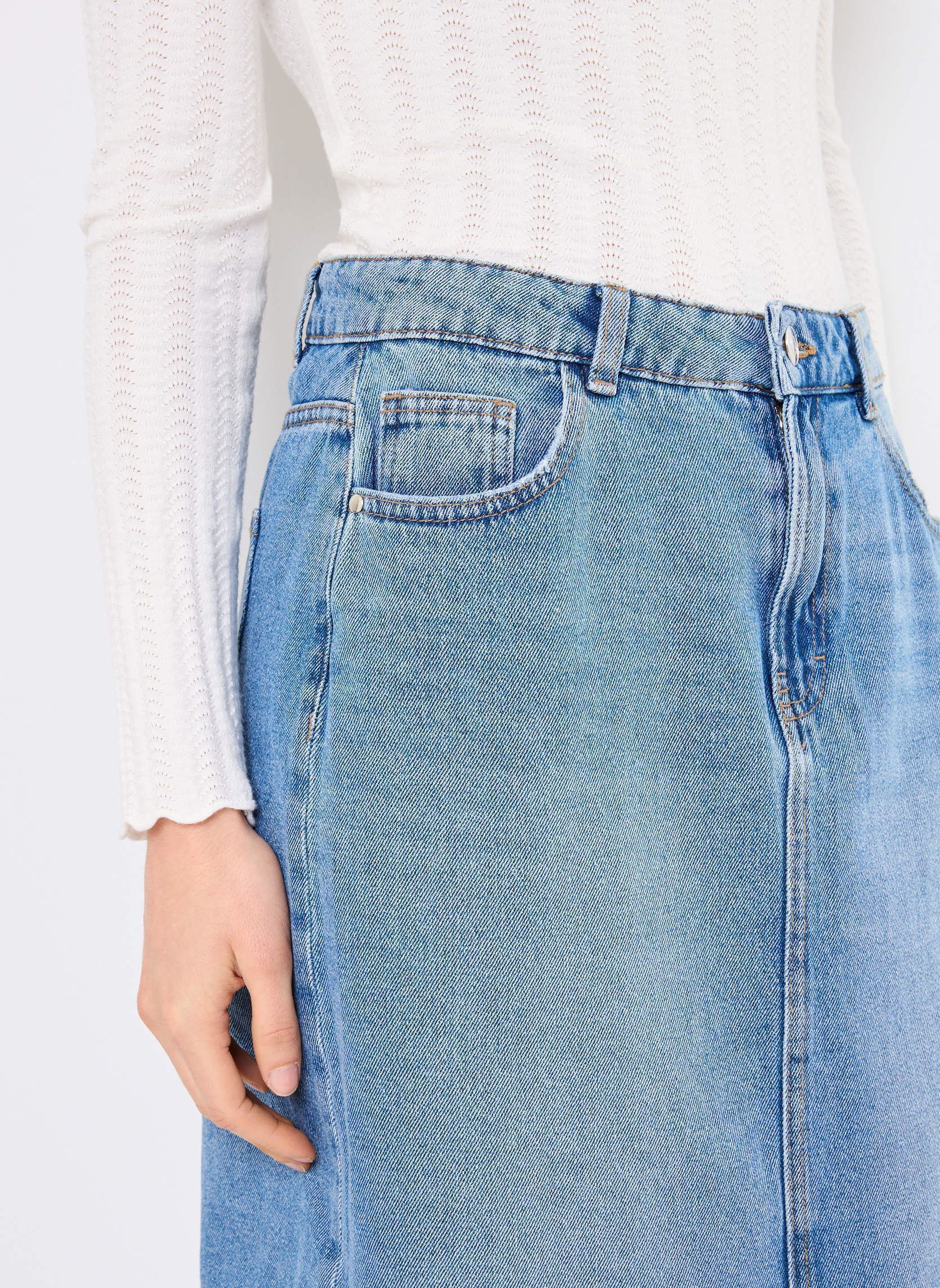 Jupes longues JUPE-DENIM femme bleu MADE BY Jupes longues JUPE-DENIM femme bleu DENIM DOUBLE STONE