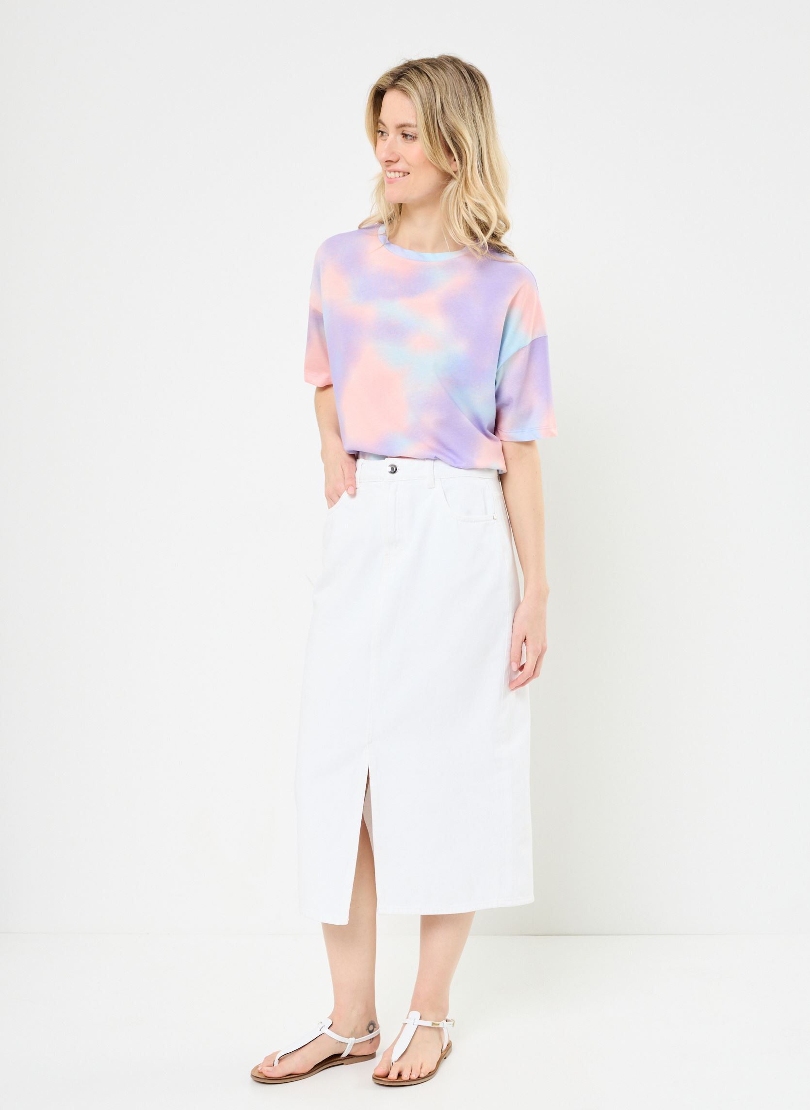 Jupes longues JUPE-DENIM femme blanc MADE BY Jupes longues JUPE-DENIM femme blanc DENIM BLANC