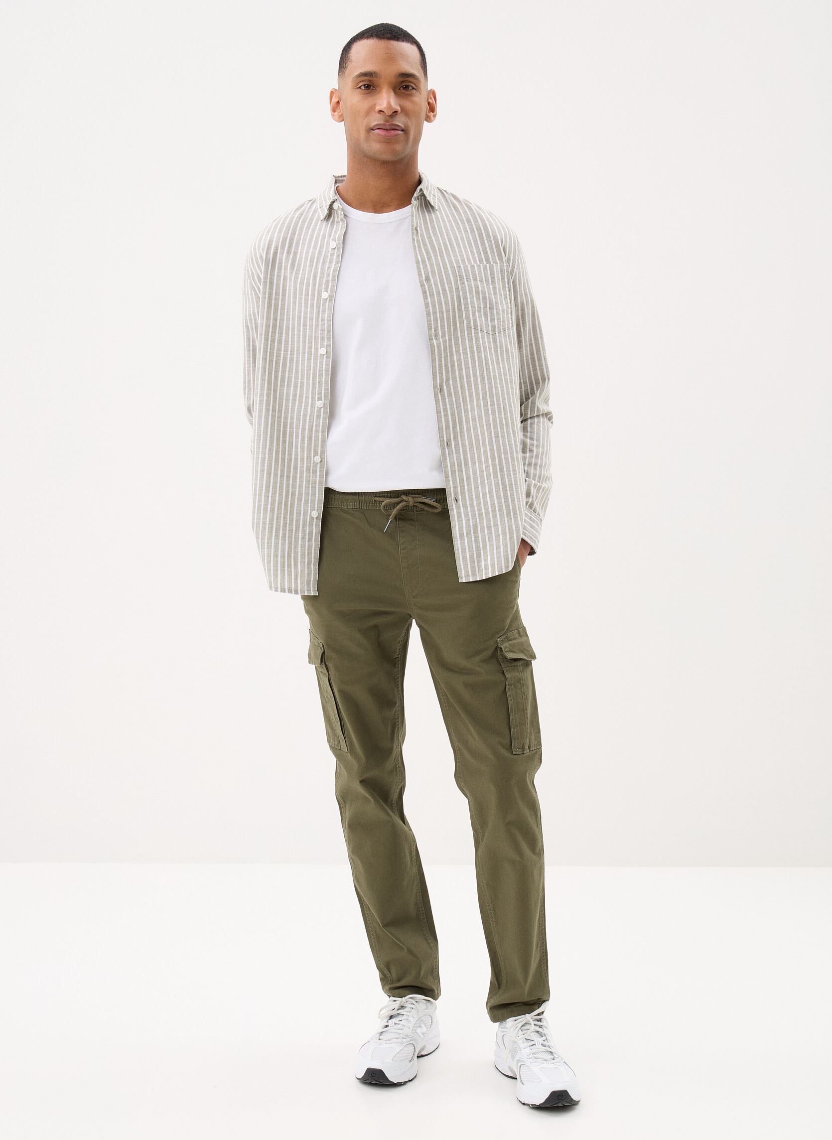Hemden CHEPERFECT rayures heren groen MADE BY Hemden CHEPERFECT rayures heren groen STRIPESHIRT_KAKI