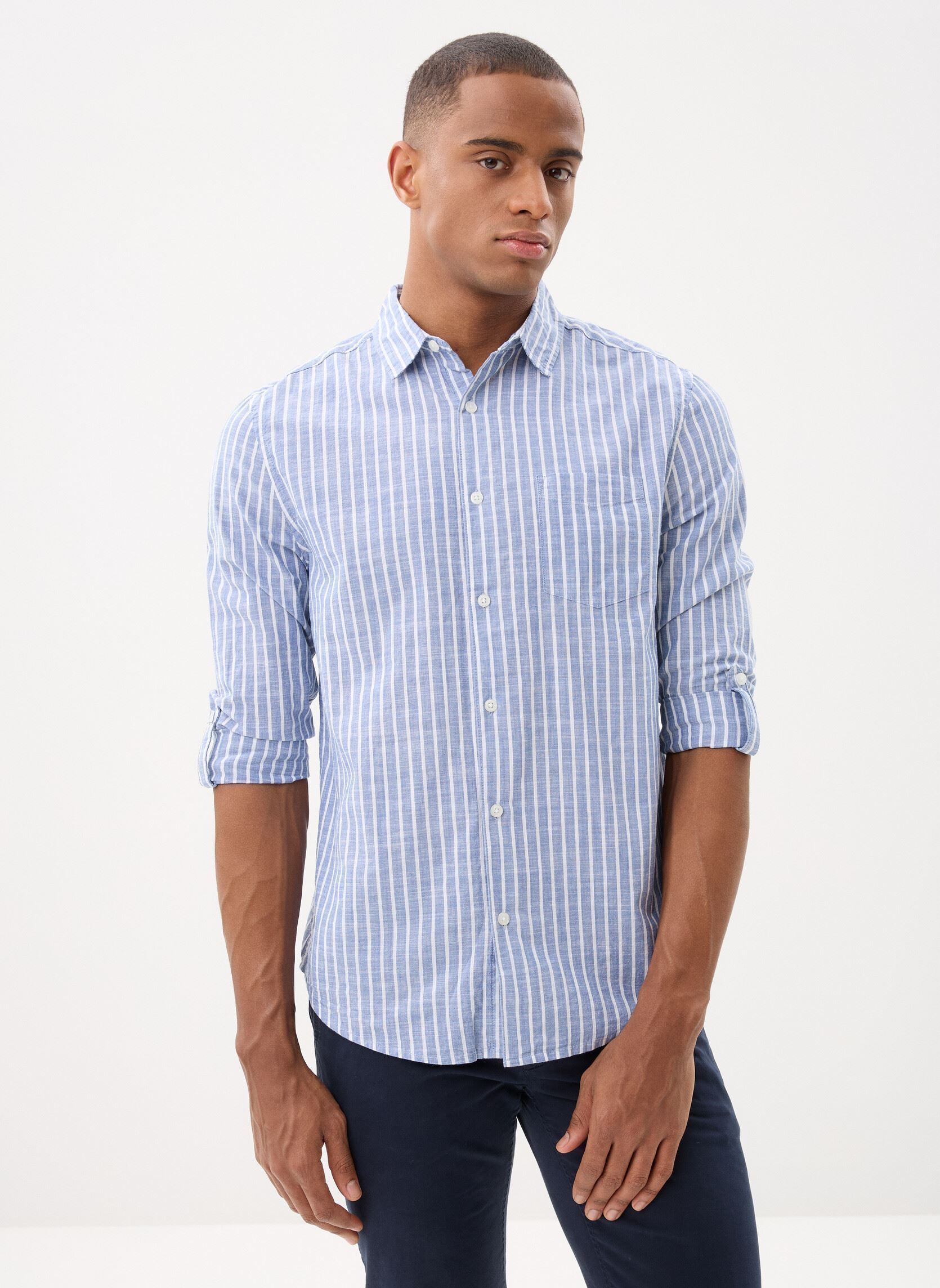 Hemden CHEPERFECT rayures heren blauw MADE BY Hemden CHEPERFECT rayures heren blauw STRIPESHIRT_BLEU
