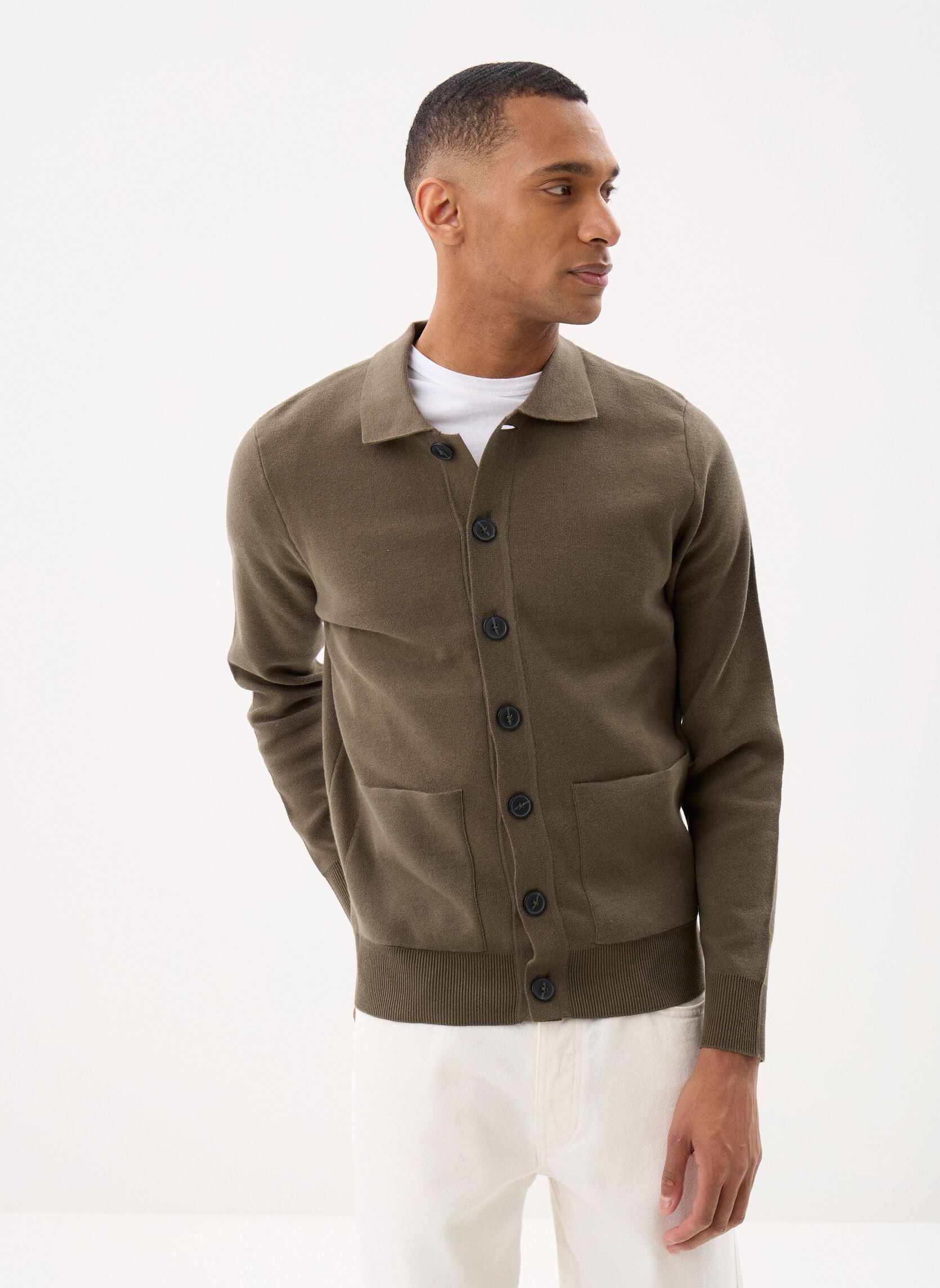 Gilets MON-CARDIGAN homme vert Marvin&Co Gilets MON-CARDIGAN homme vert BLACK OLIVE