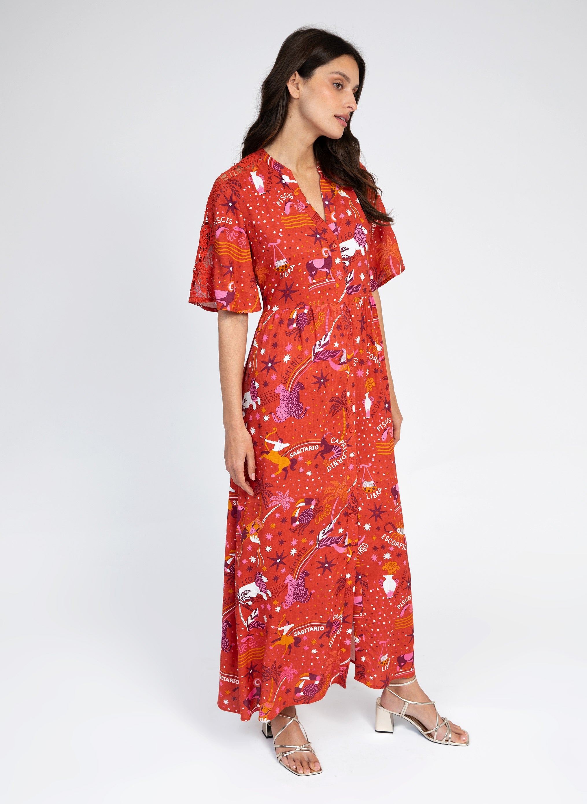 Pub Robe Rouge An'ge Robes ROBE LONGUE ODEMY circus rouge femme rouge | Sarenza France