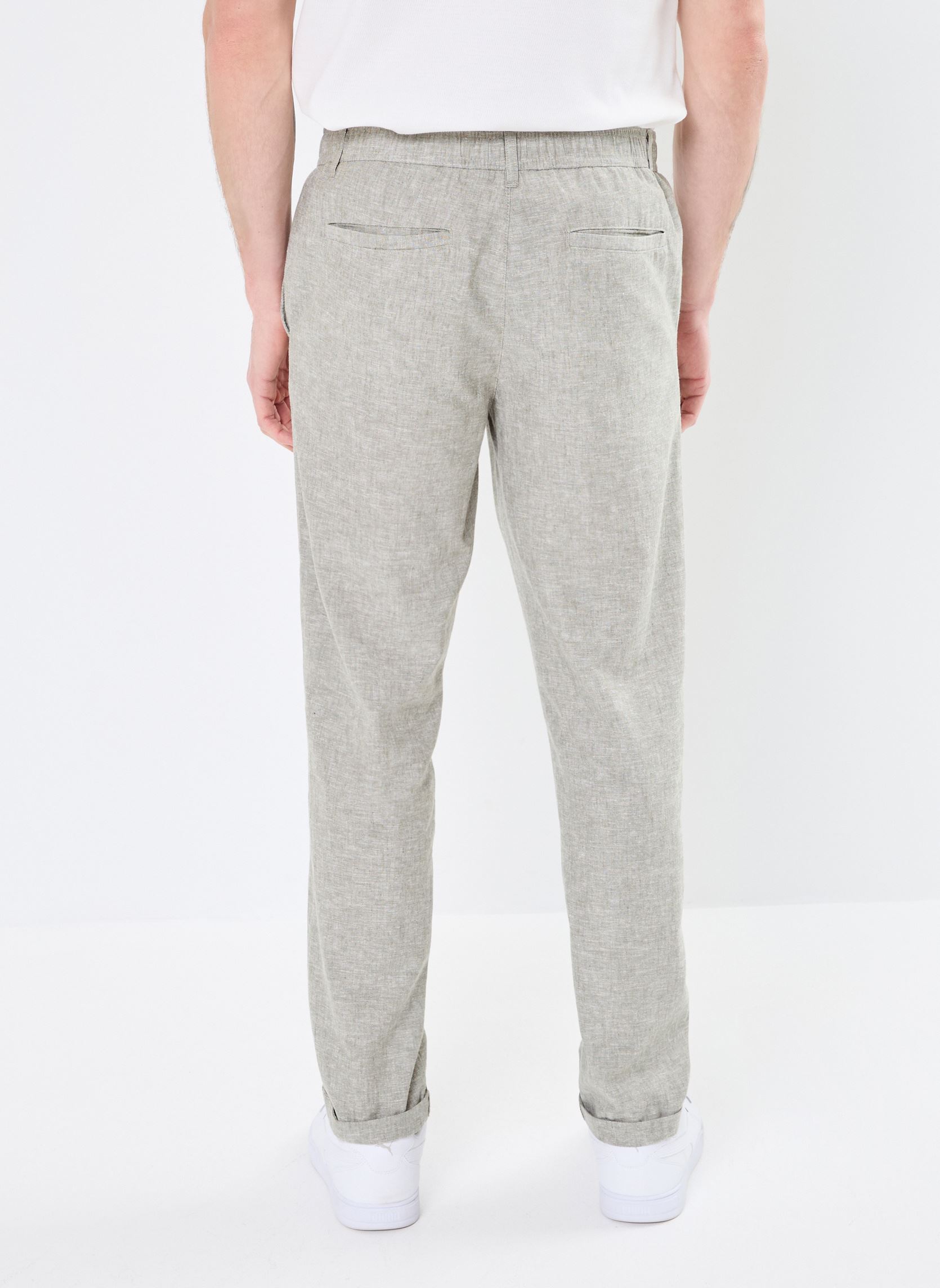 Pantalons chino PANTACHINO-LIN homme vert Marvin&Co Pantalons chino PANTACHINO-LIN homme vert DEEP LICHEN GREEN