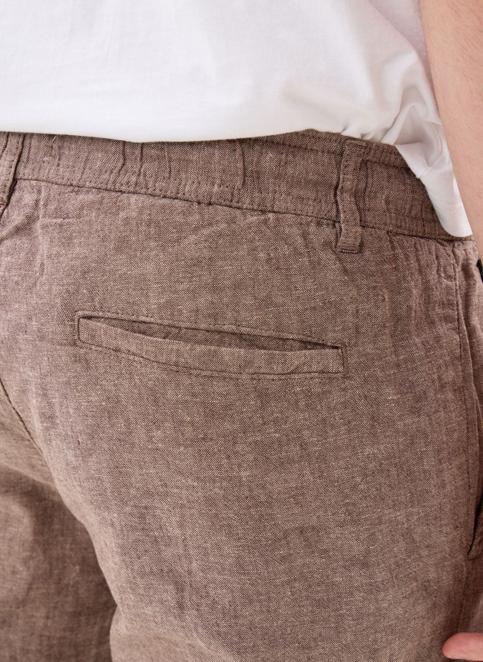 Pantalons chino PANTACHINO-LIN homme marron Marvin&Co Pantalons chino PANTACHINO-LIN homme marron BROWN MELANGED