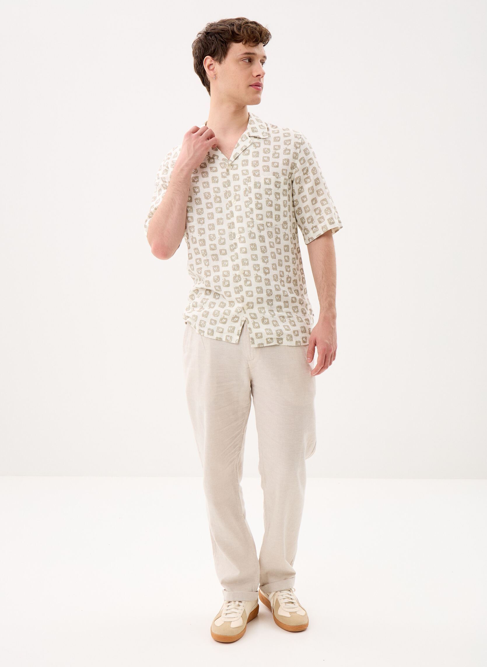 Pantalons chino PANTACHINO-LIN homme beige Marvin&Co Pantalons chino PANTACHINO-LIN homme beige DOVE