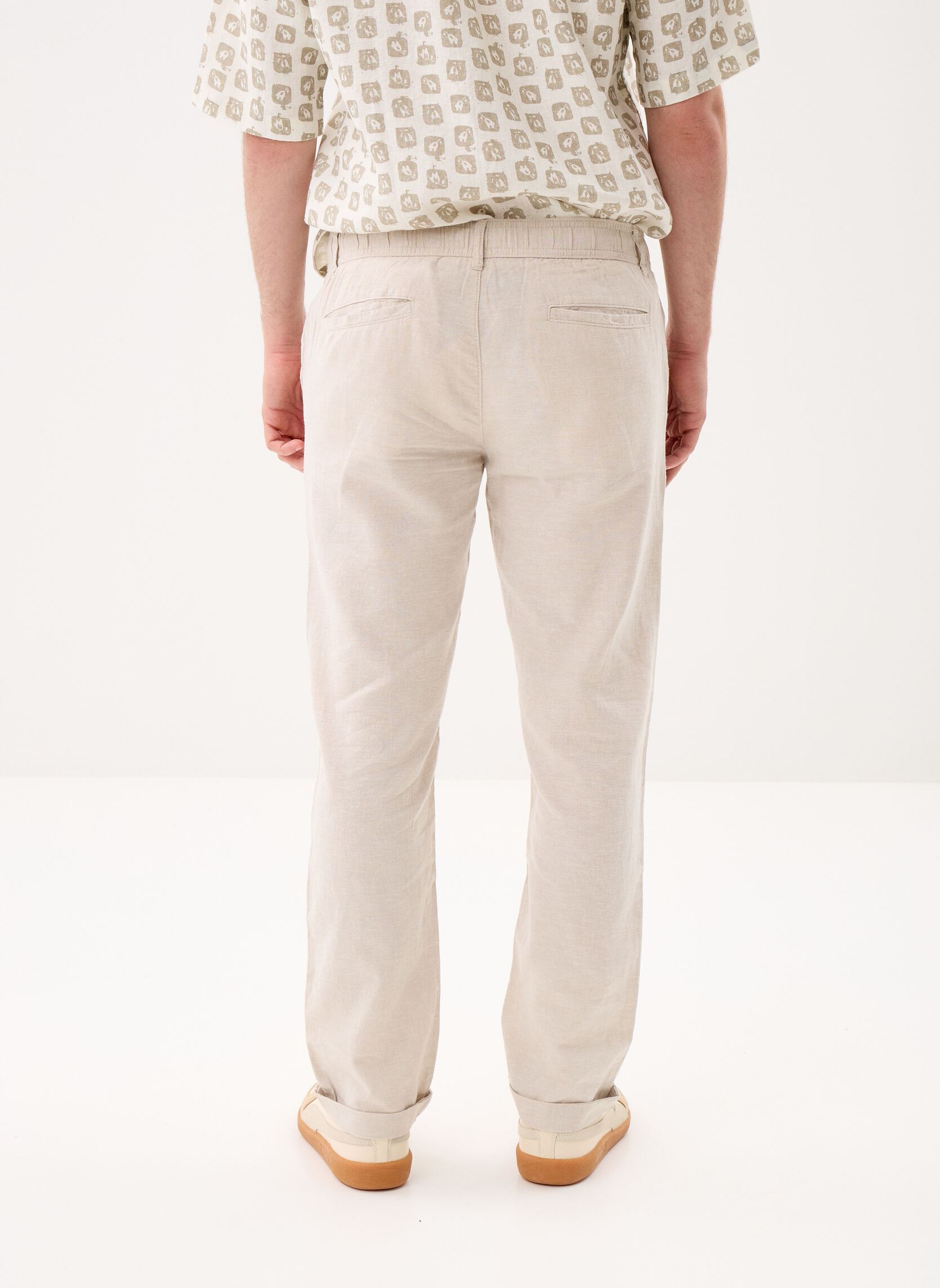 Pantalons chino PANTACHINO-LIN homme beige Marvin&Co Pantalons chino PANTACHINO-LIN homme beige DOVE