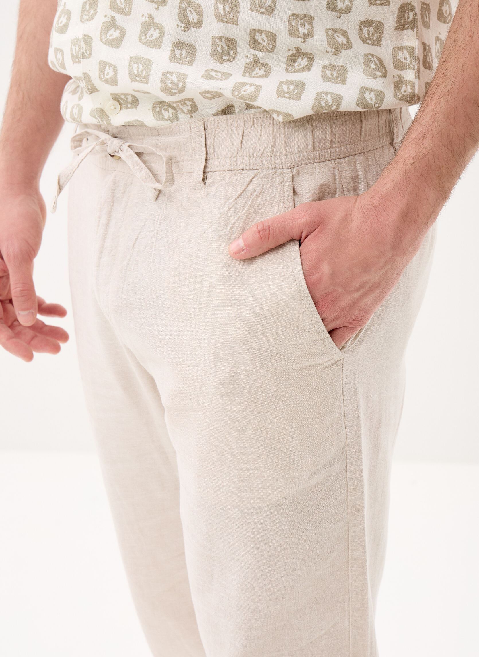 Pantalons chino PANTACHINO-LIN homme beige Marvin&Co Pantalons chino PANTACHINO-LIN homme beige DOVE