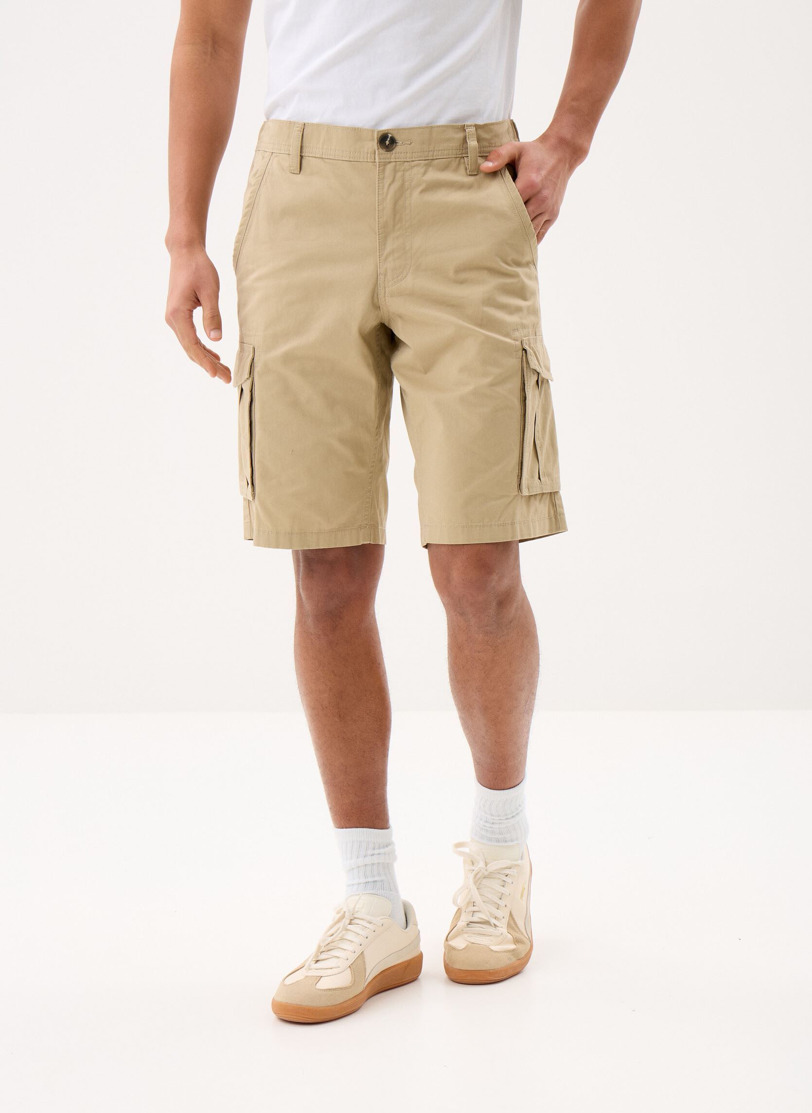 Shorts SHORT-CARGO heren beige MADE BY Shorts SHORT-CARGO heren beige TWILL