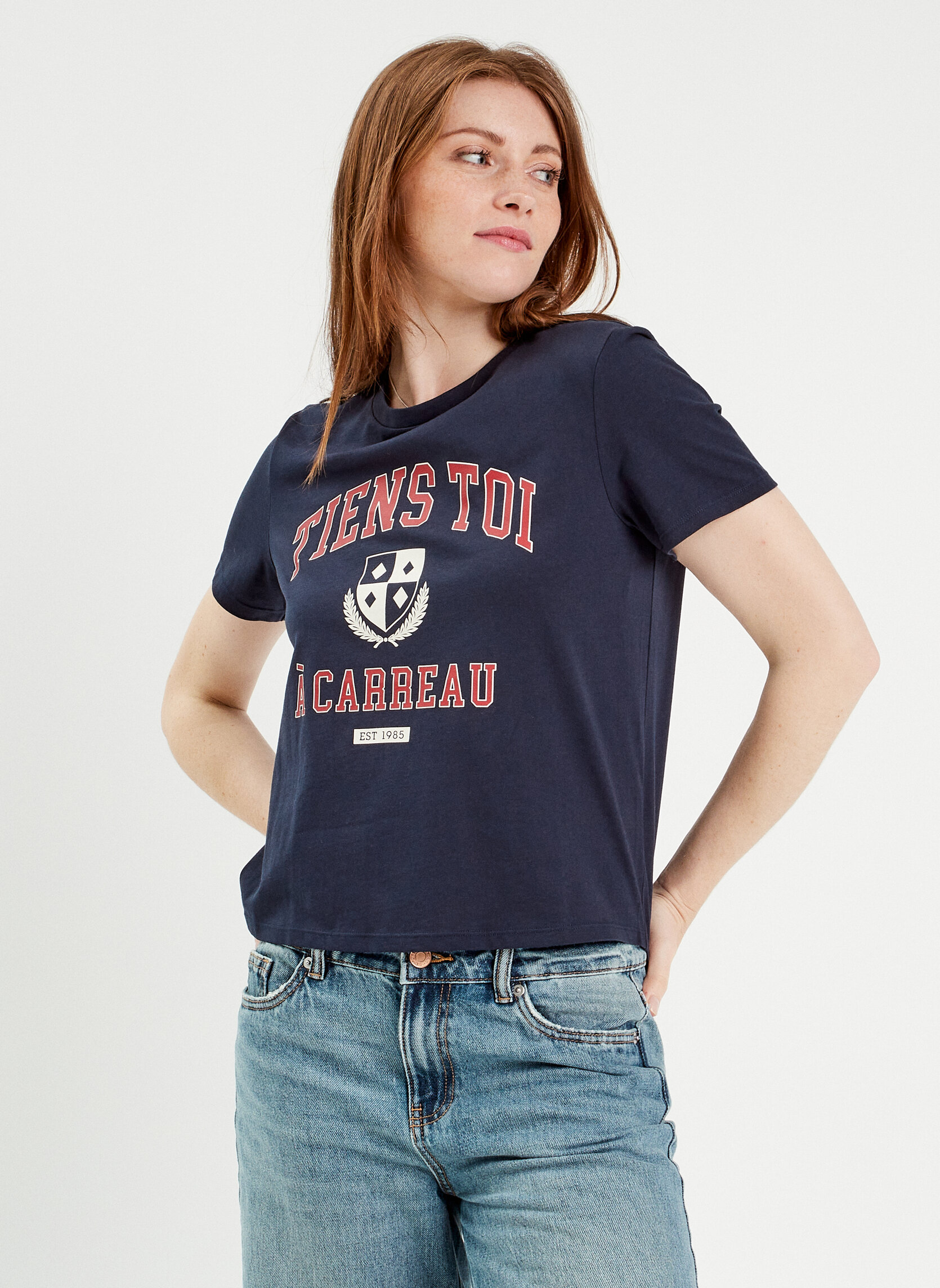 Tee-shirts TKHUMGAME femme bleu Cache Cache Tee-shirts TKHUMGAME femme bleu Bleu marine