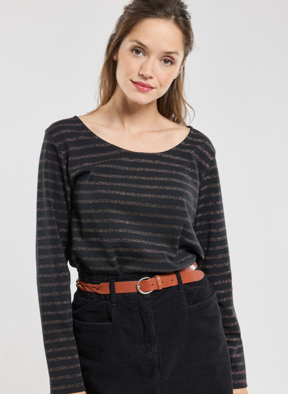 Pull Femme Talbots Beige Métallisé – Manches Longues – Taille XL – Paillettes