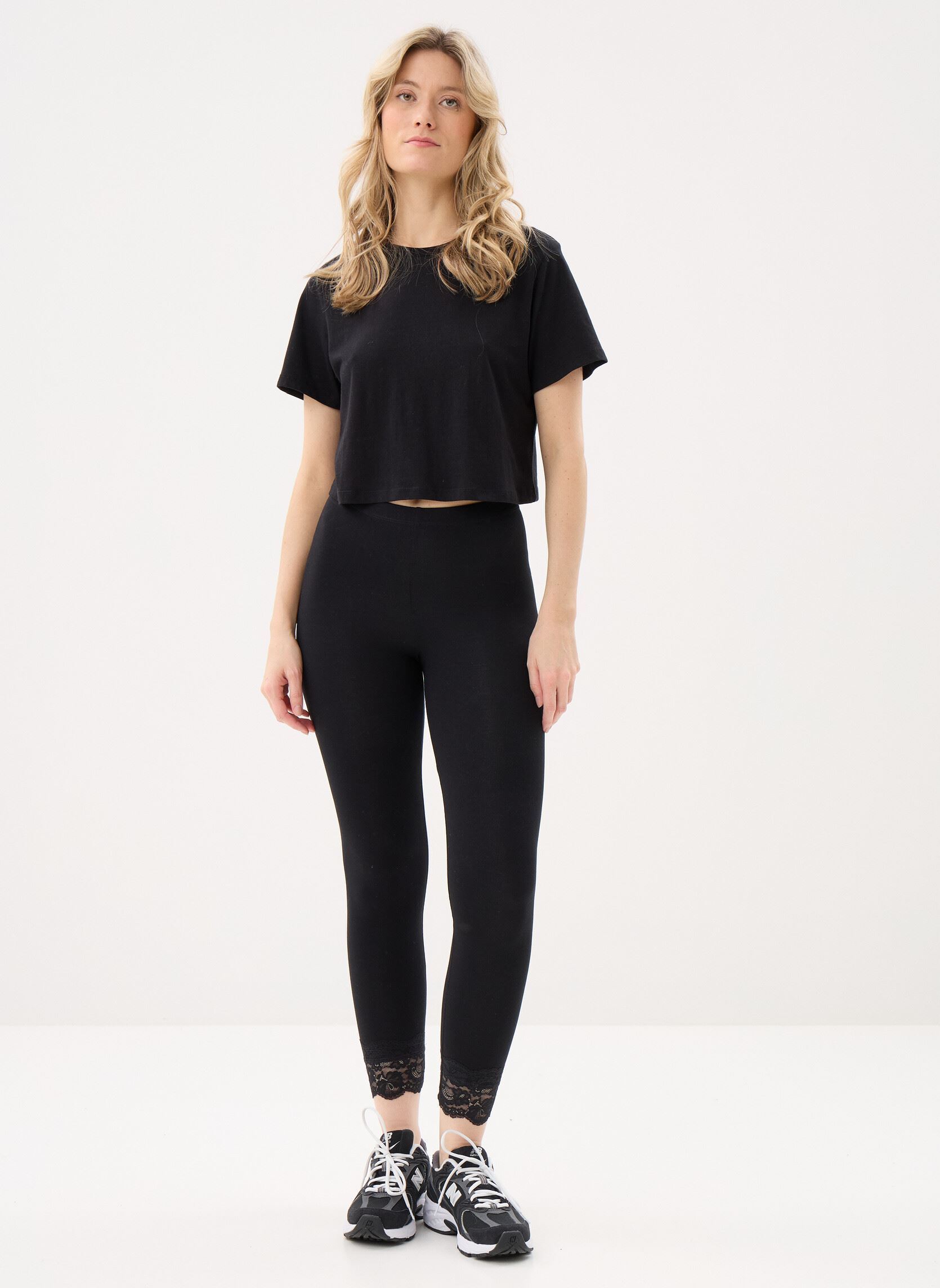Leggings PANTALON-LEGGING-COURTDENTELLE femme noir MADE BY Leggings PANTALON-LEGGING-COURTDENTELLE femme noir NOIR
