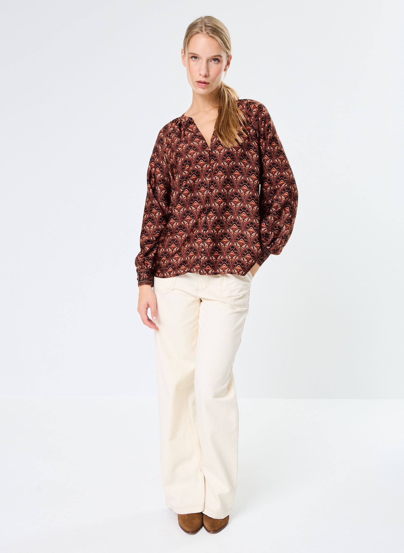 Langarm-Blusen Bonti damen braun La Petite Etoile Langarm-Blusen Bonti damen braun Romano