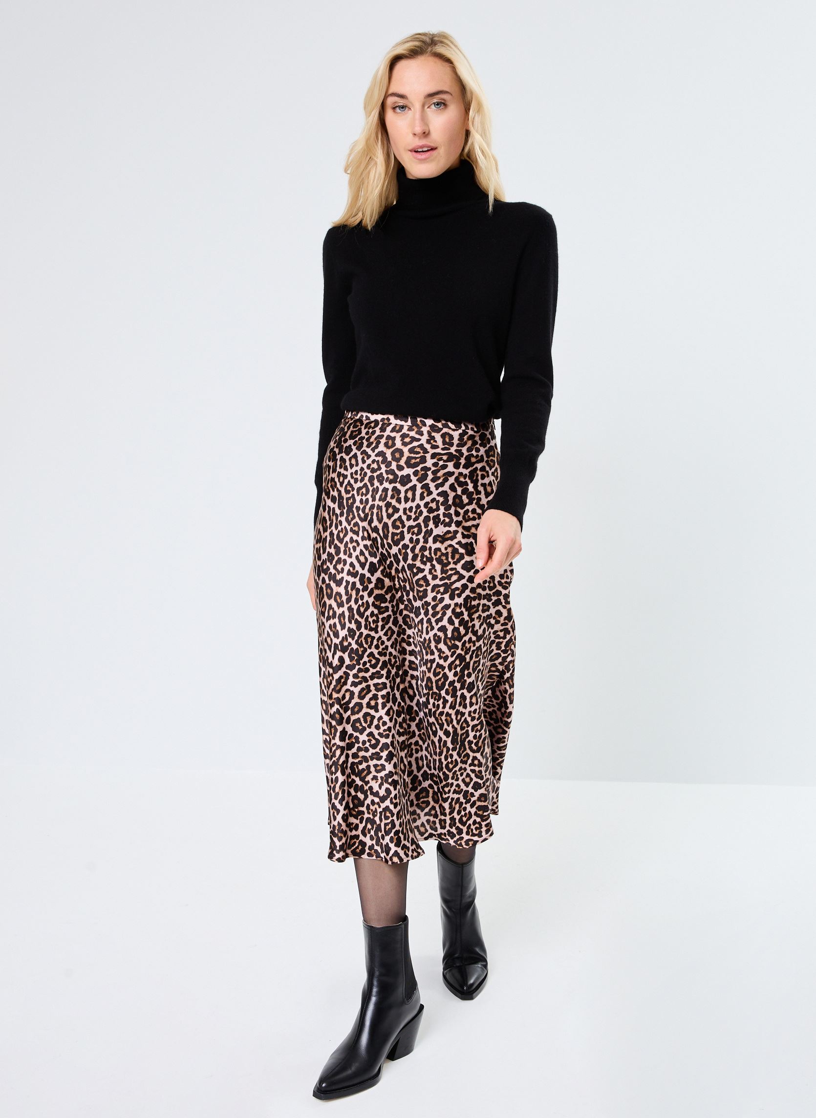 Jupes mi-longues Jess femme marron La Petite Etoile Jupes mi-longues Jess femme marron LEOPARD
