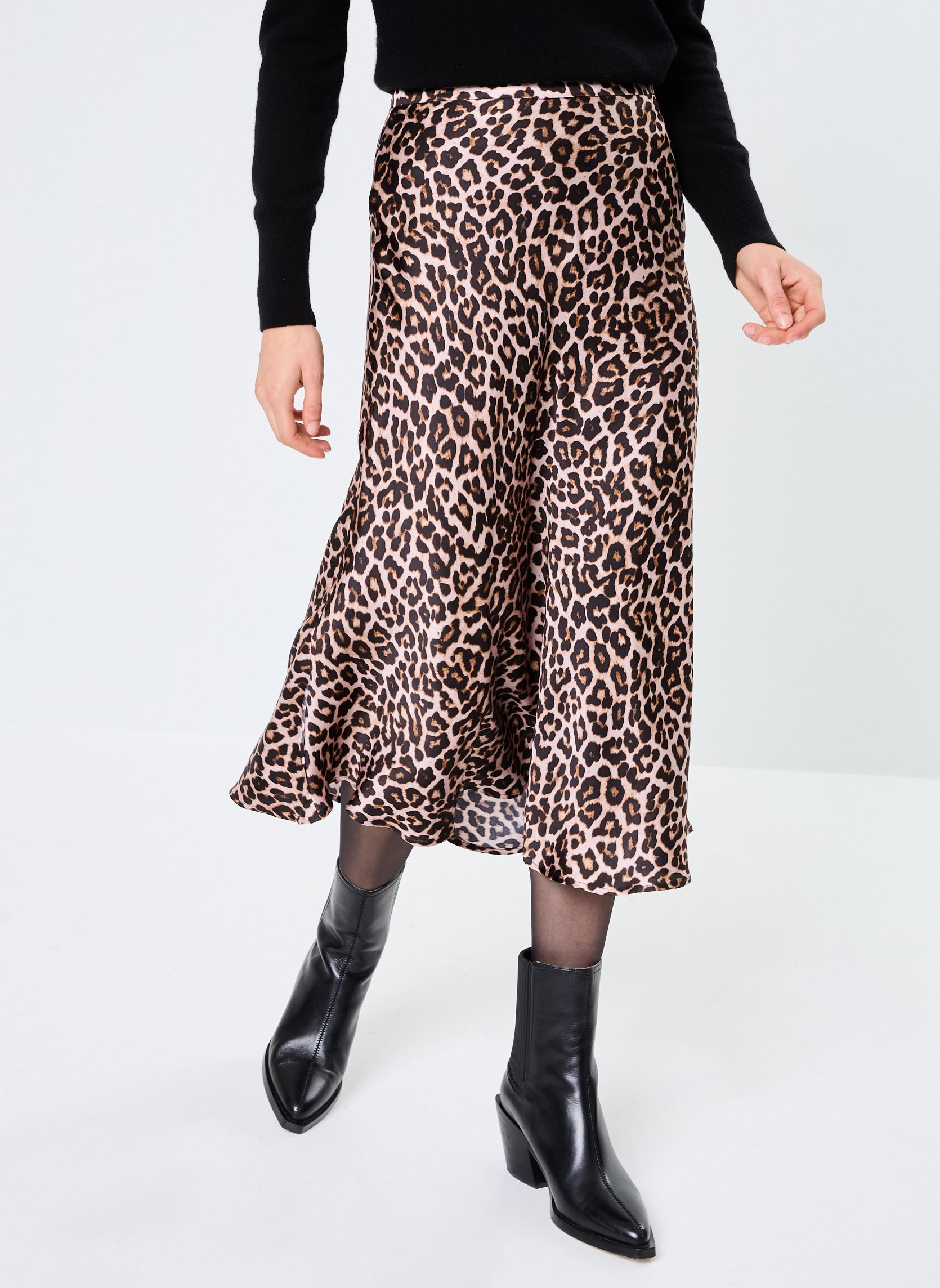 Jupes mi-longues Jess femme marron La Petite Etoile Jupes mi-longues Jess femme marron LEOPARD