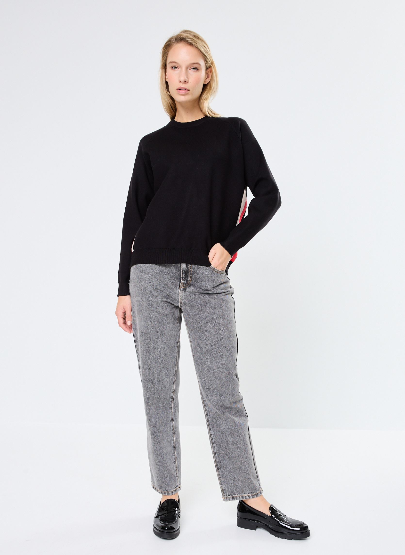 Pullover Miray damen schwarz La Petite Etoile Pullover Miray damen schwarz Noir/Beige/Rouge
