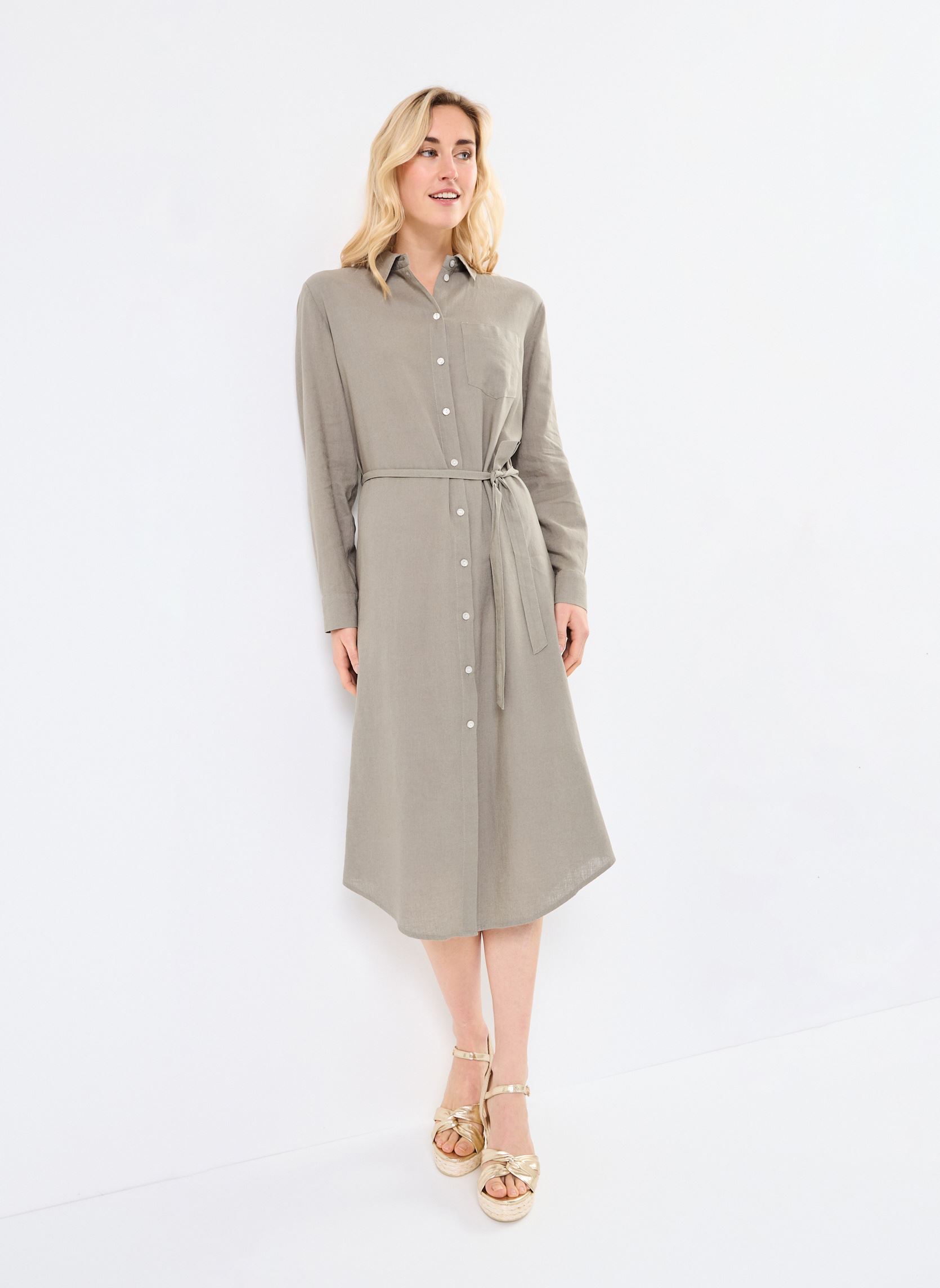 Hemdkleider ROBE-CHEMISE-UNI damen grün Georgia Rose Hemdkleider ROBE-CHEMISE-UNI damen grün VETIVER