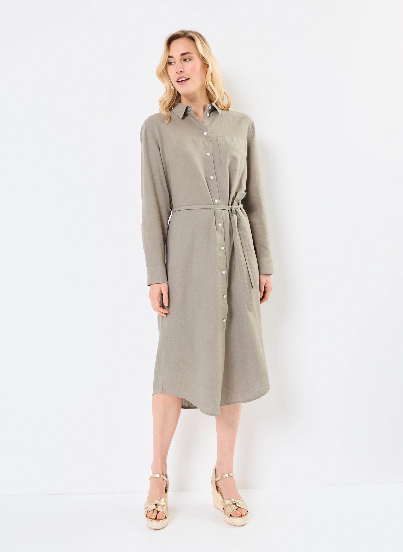 Hemdkleider ROBE-CHEMISE-UNI damen grün Georgia Rose Hemdkleider ROBE-CHEMISE-UNI damen grün VETIVER