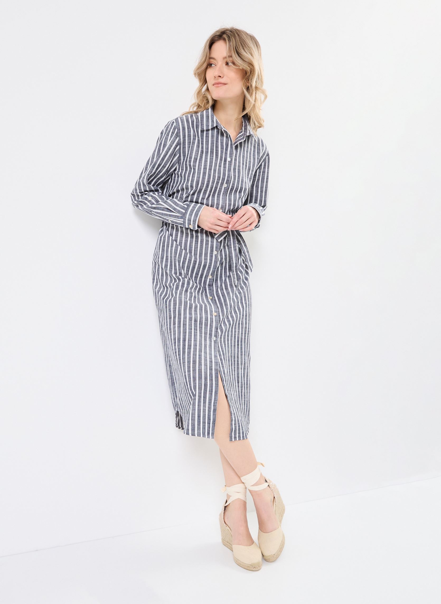 Hemdkleider ROBE-CHEMISE-RAYURES damen blau Georgia Rose Hemdkleider ROBE-CHEMISE-RAYURES damen blau IMP_RAYURE TRANSATBLANC_MARINE
