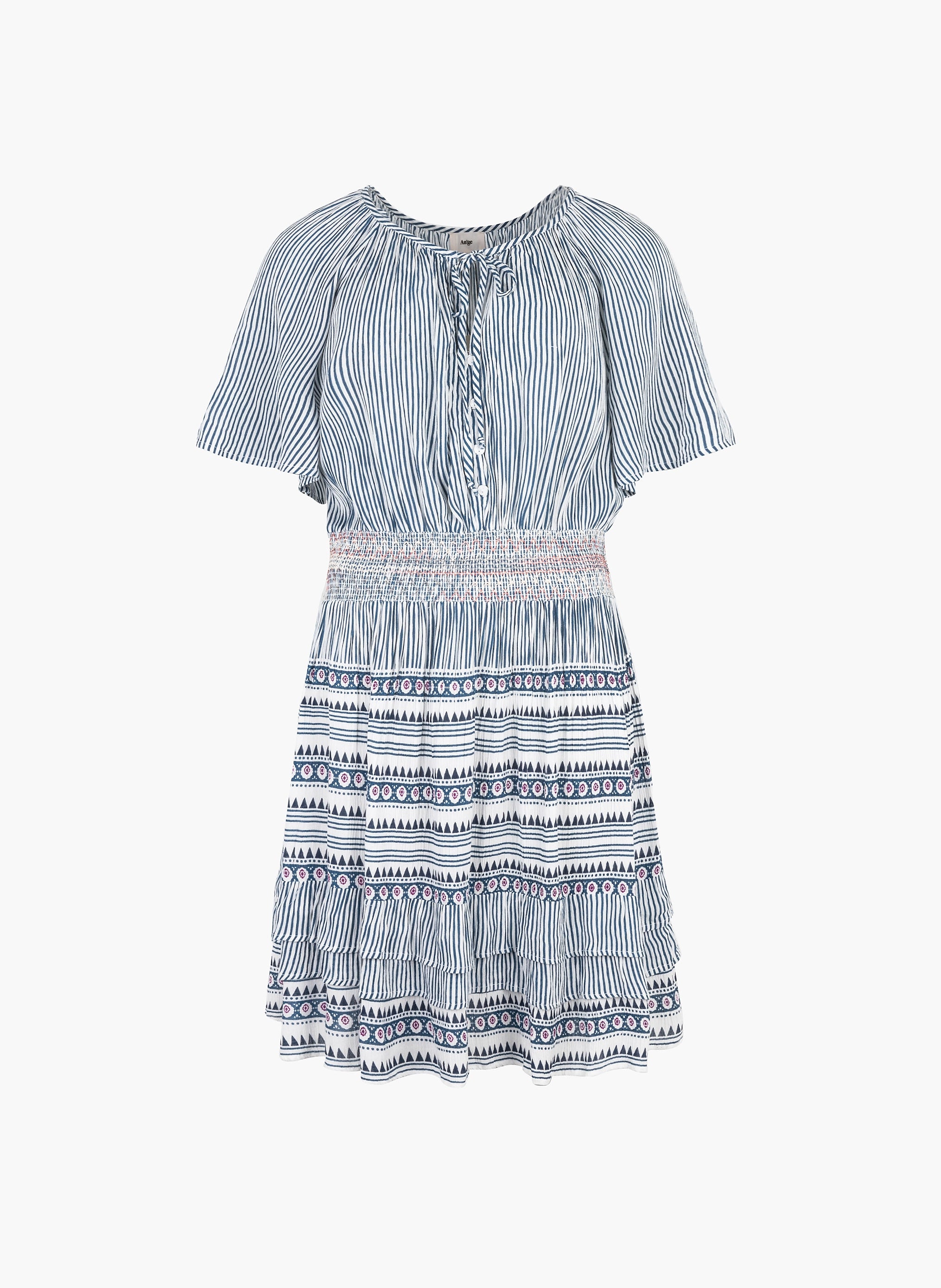 1+ in the family - Robe Manches Courtes Rayée Josephine - Bleu